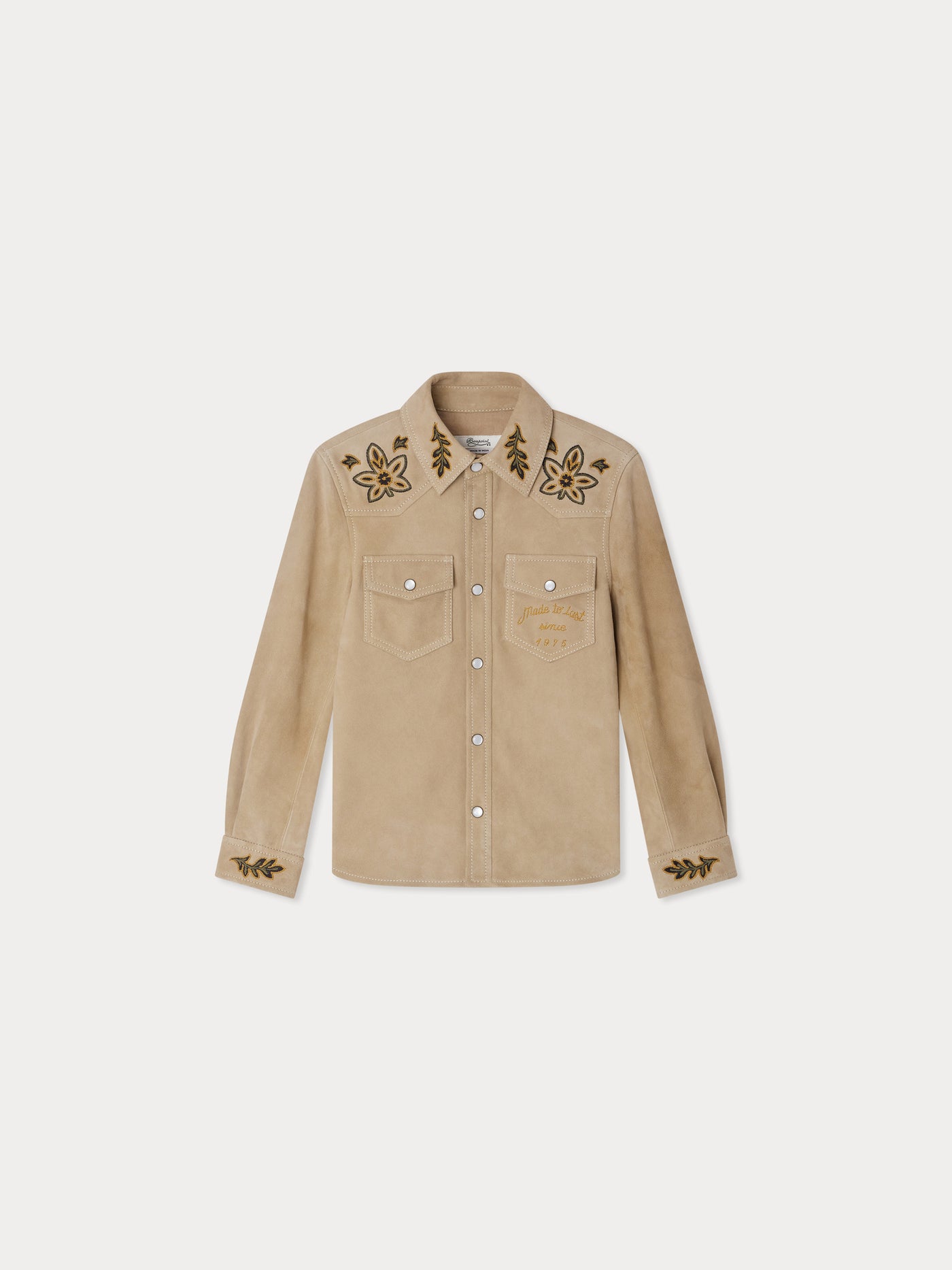 Newis leather shirt with western embroidery