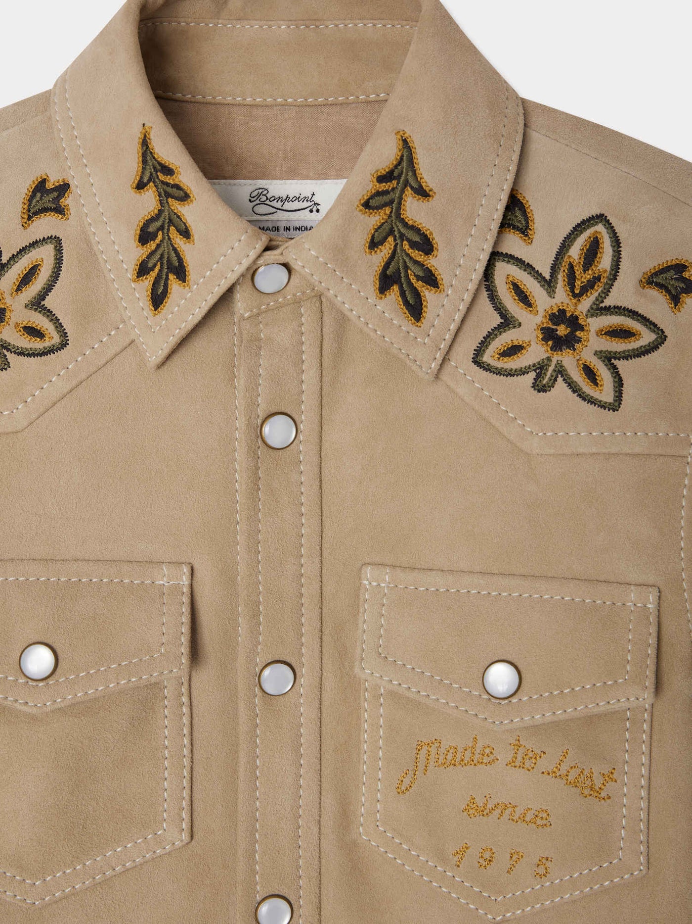 Newis leather shirt with western embroidery