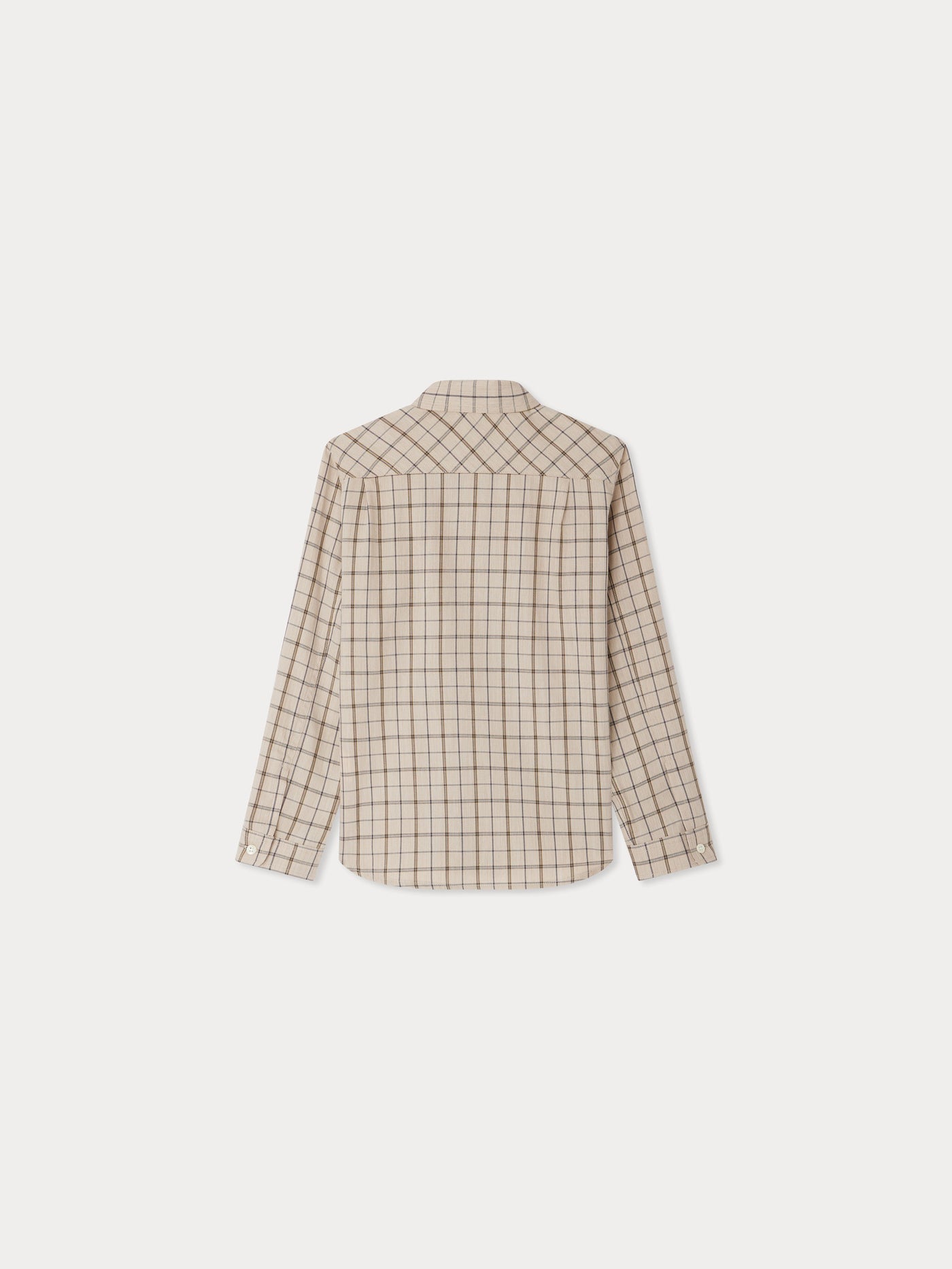 Beige plaid pointed collar tango shirt