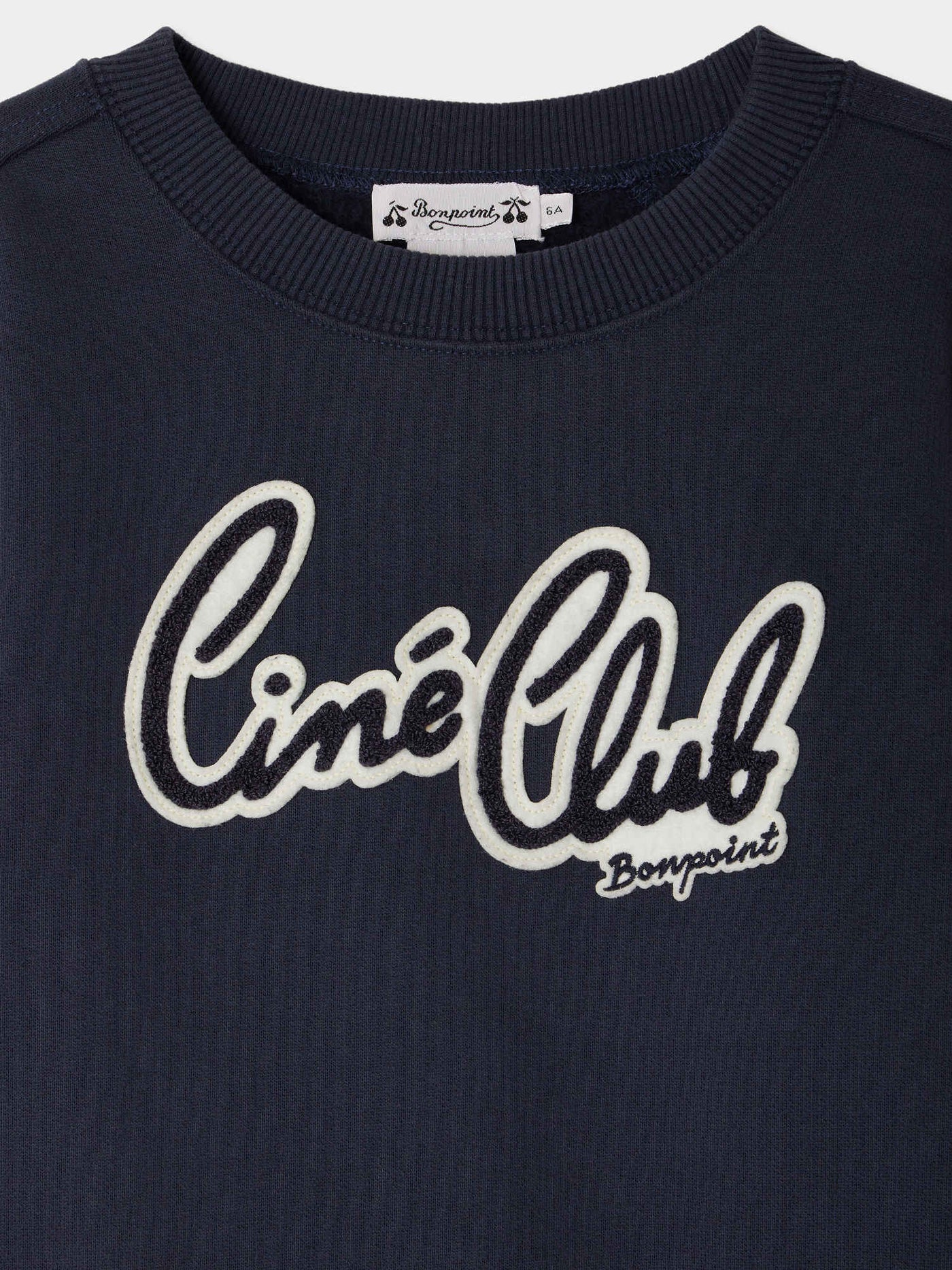 Eugenien sweatshirt with embroidery and Ciné Club patch in organic cotton