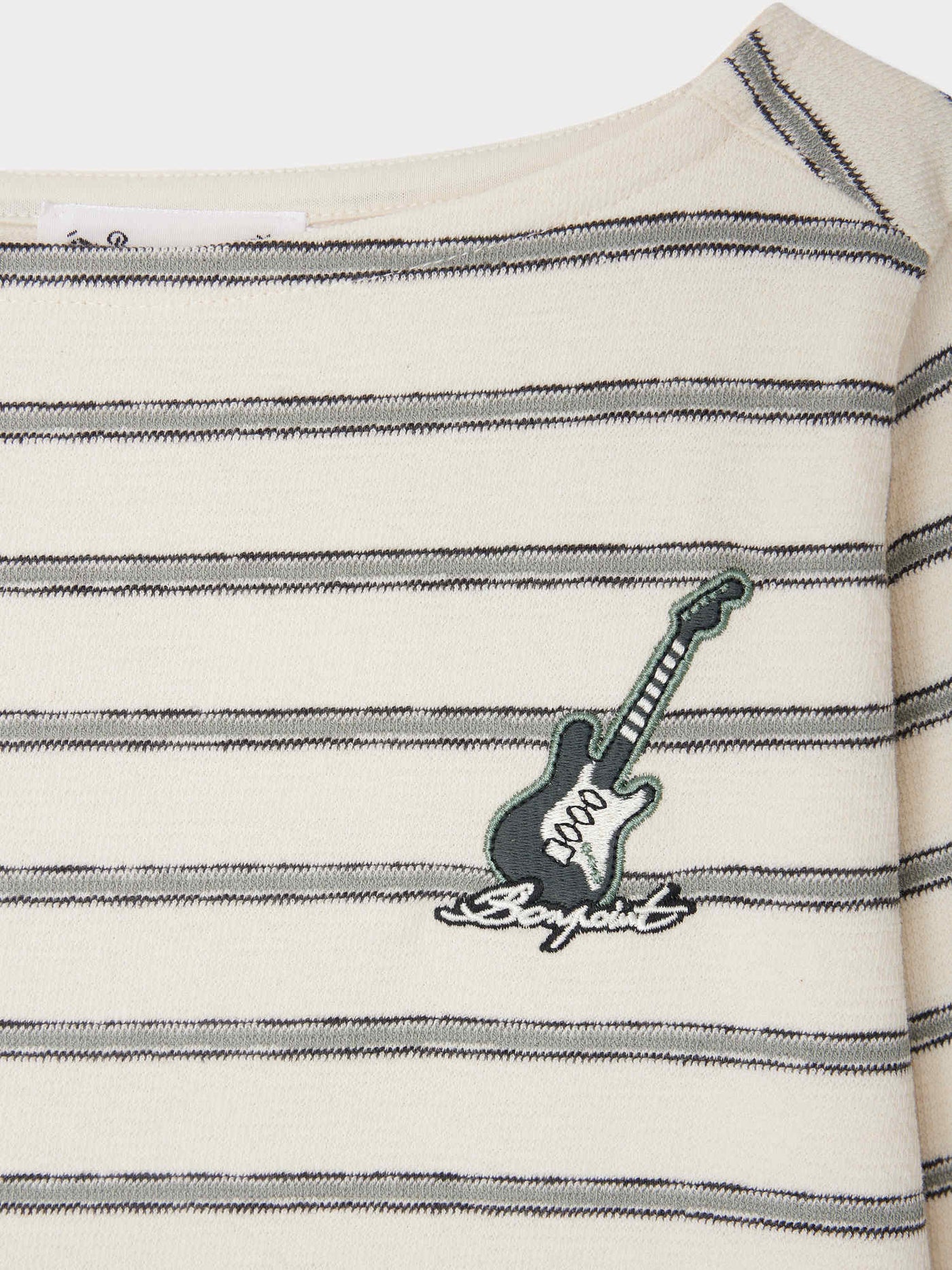 Baudelaire striped t-shirt with guitar embroidery in organic cotton