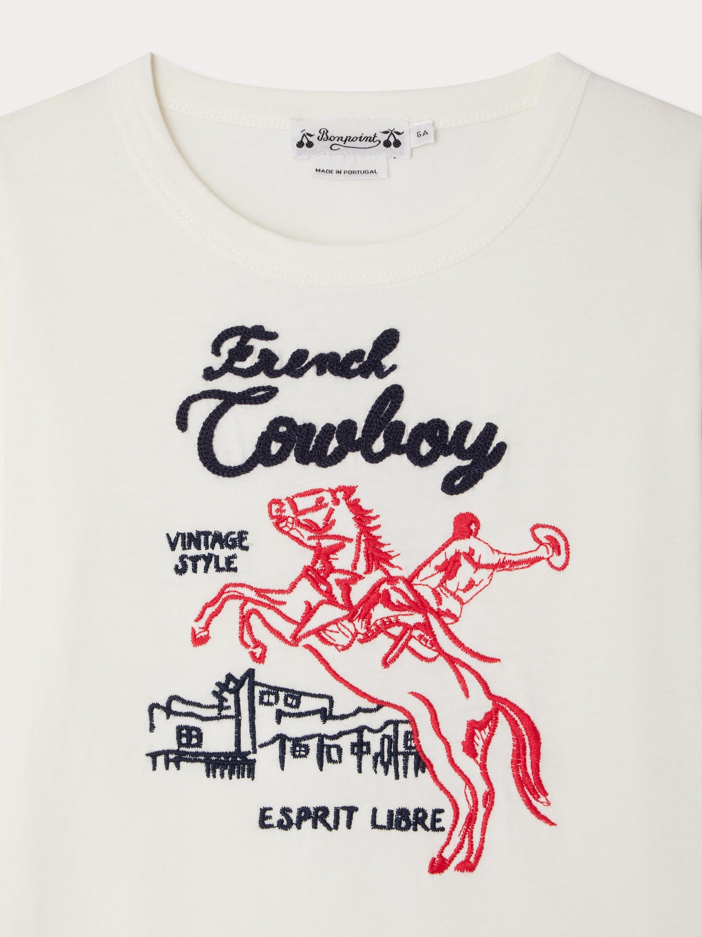 Tadda T-shirt with French cowboy embroidery in organic cotton