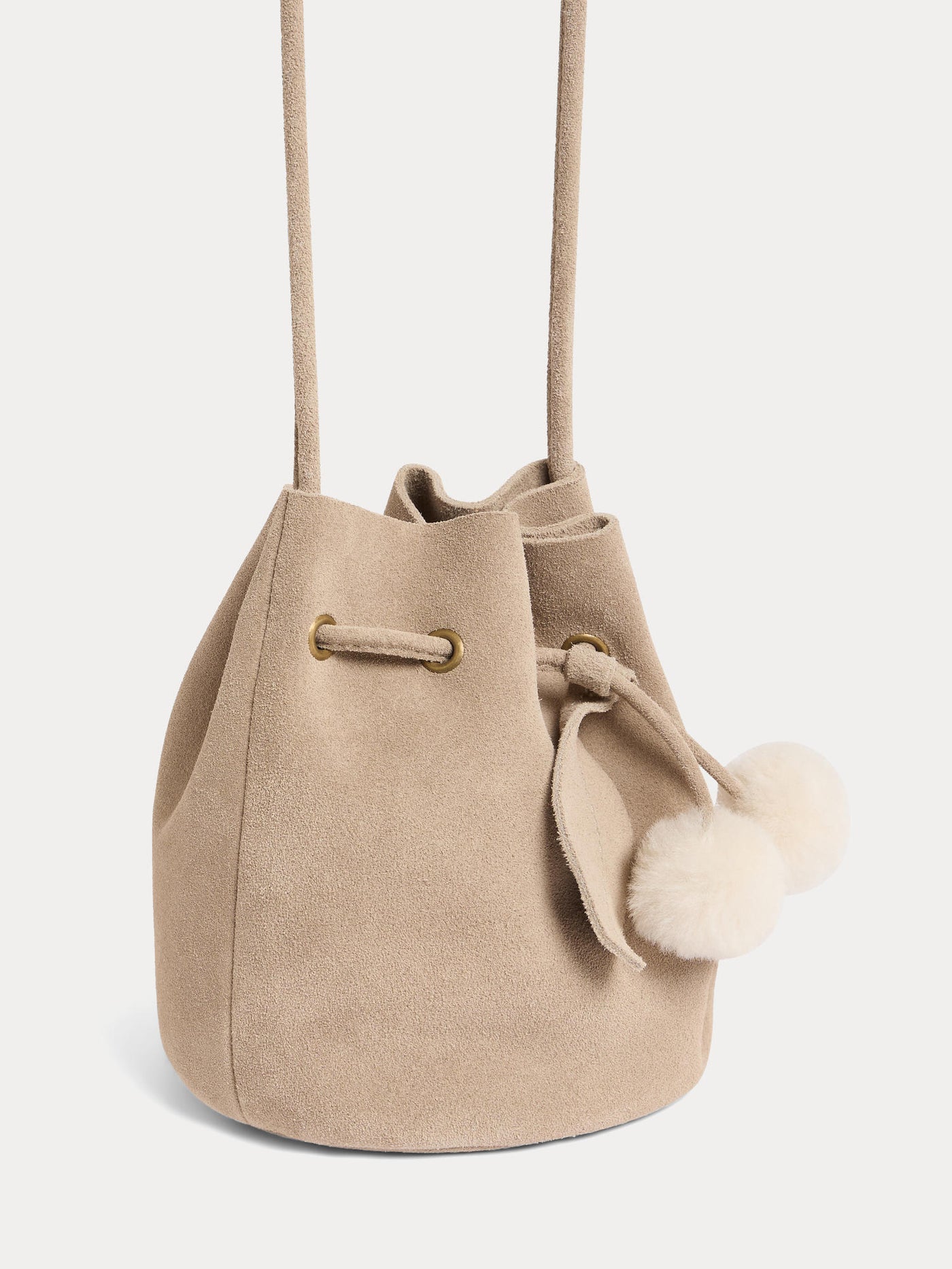 Jessika bag in suede leather and faux fur pompom