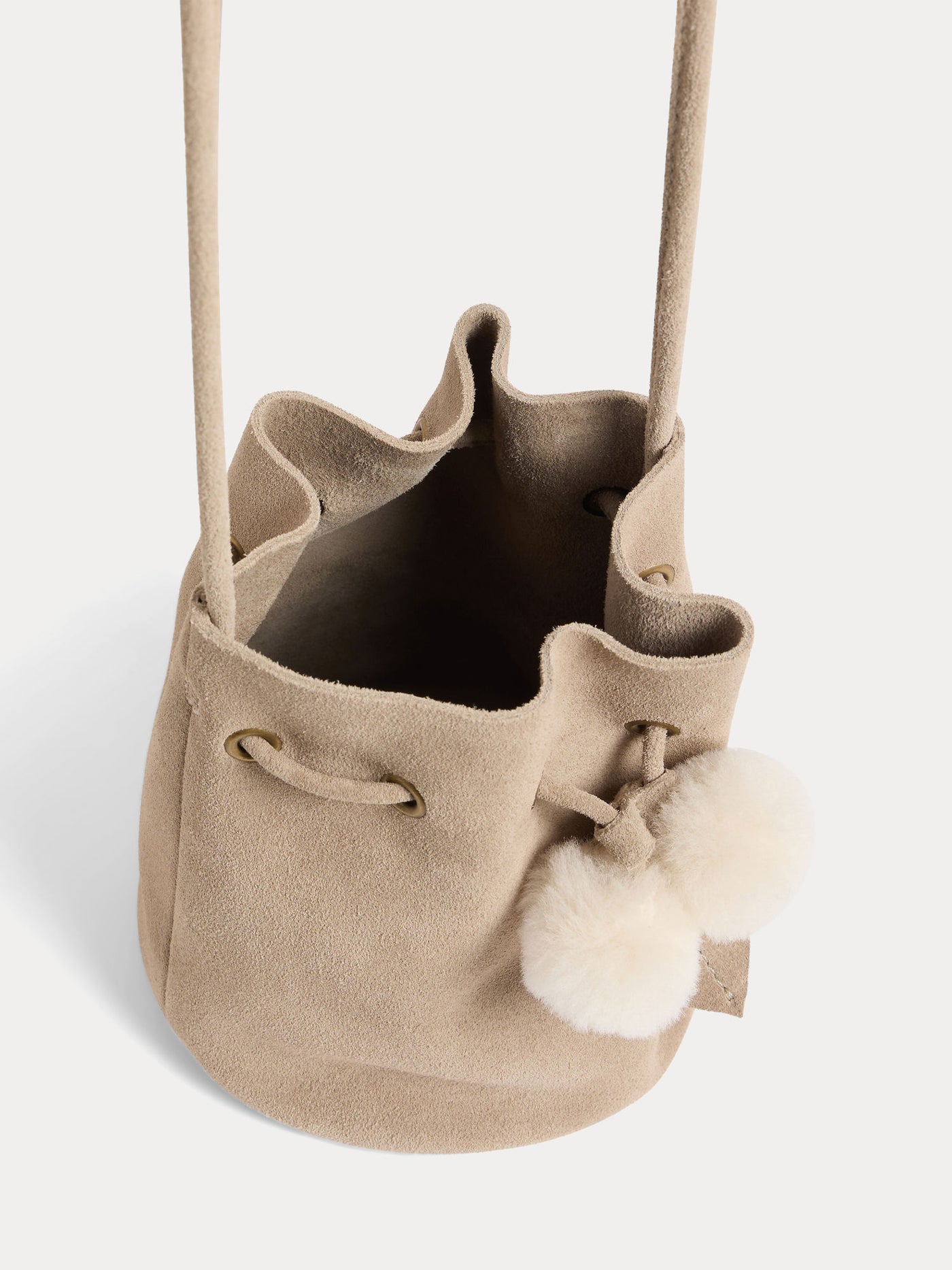 Jessika bag in suede leather and faux fur pompom