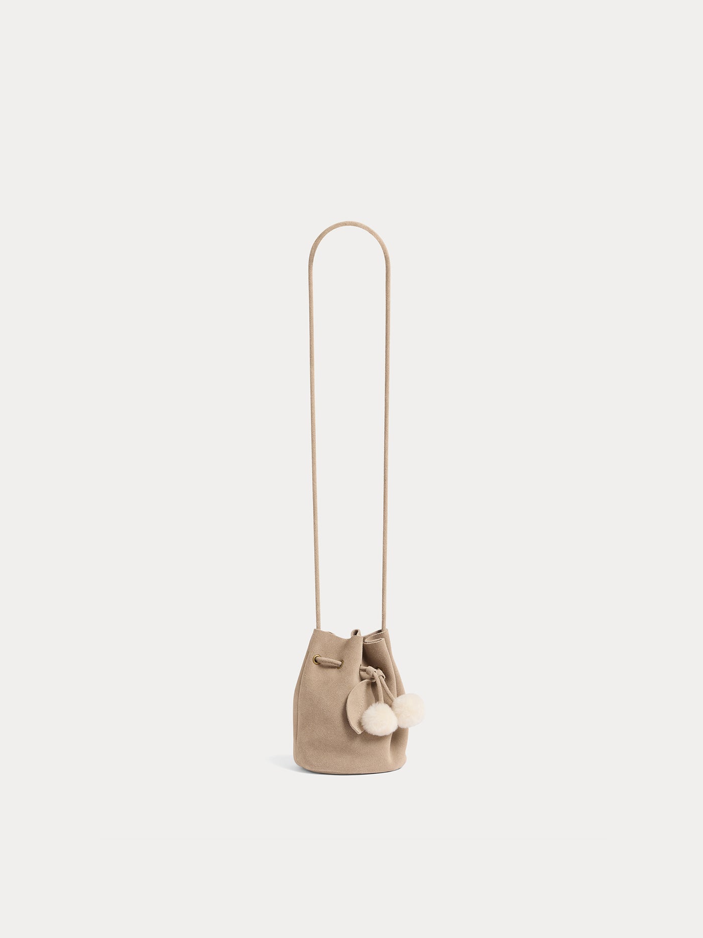 Jessika bag in suede leather and faux fur pompom