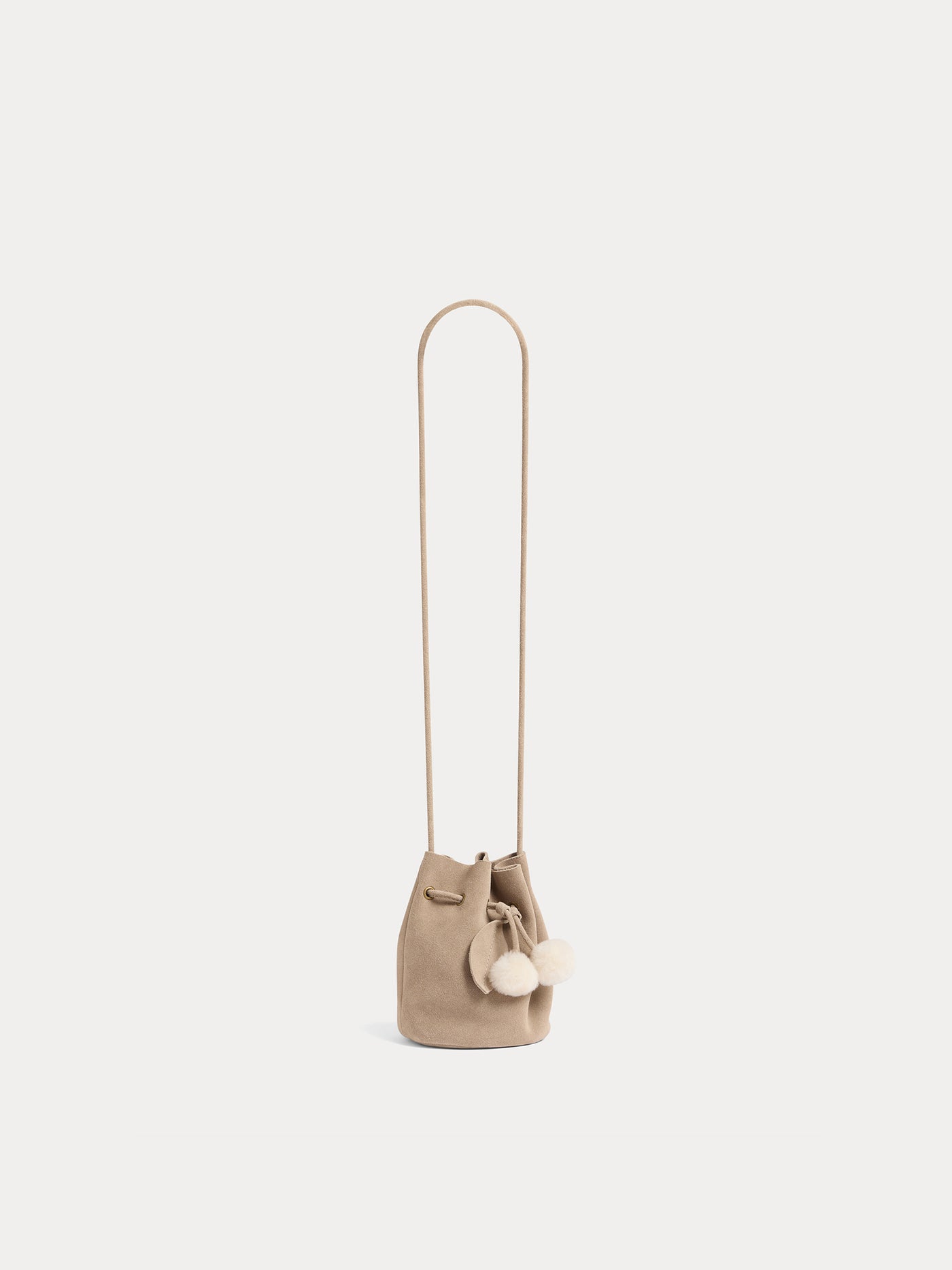 Jessika bag in suede leather and faux fur pompom