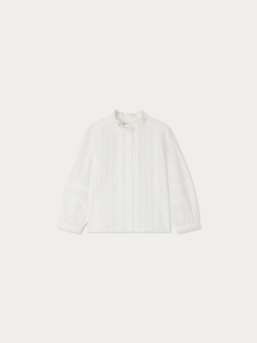 Emelia blouse in embroidered lace and religious pleats in organic cotton