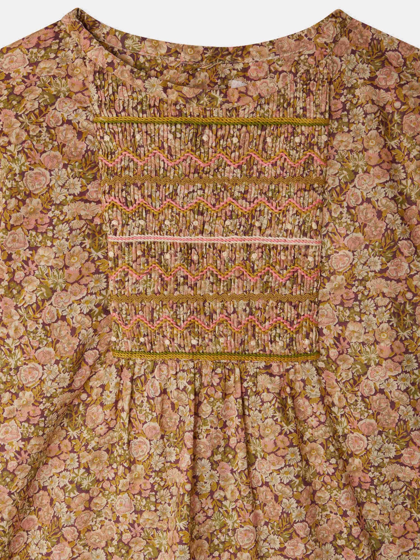 Juliette blouse smocked and embroidered in Liberty fabric in organic cotton