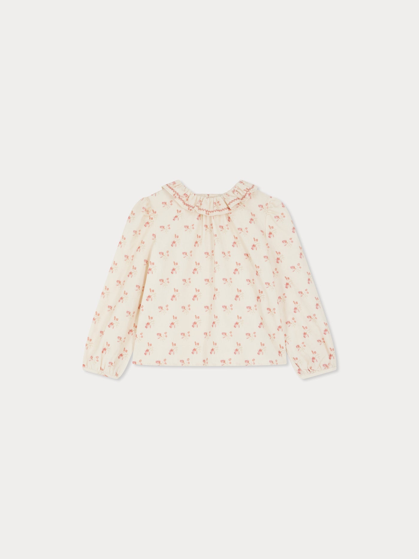 Timber blouse in printed velvet with cherry embroidery