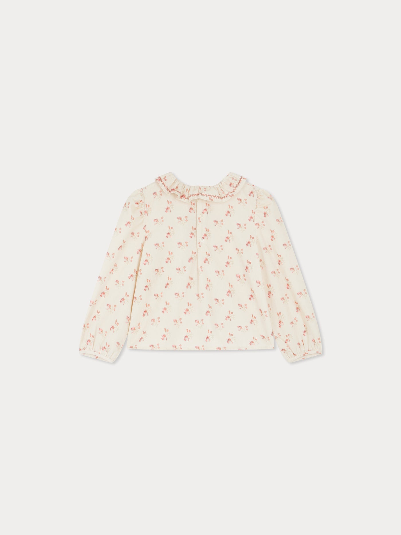 Timber blouse in printed velvet with cherry embroidery