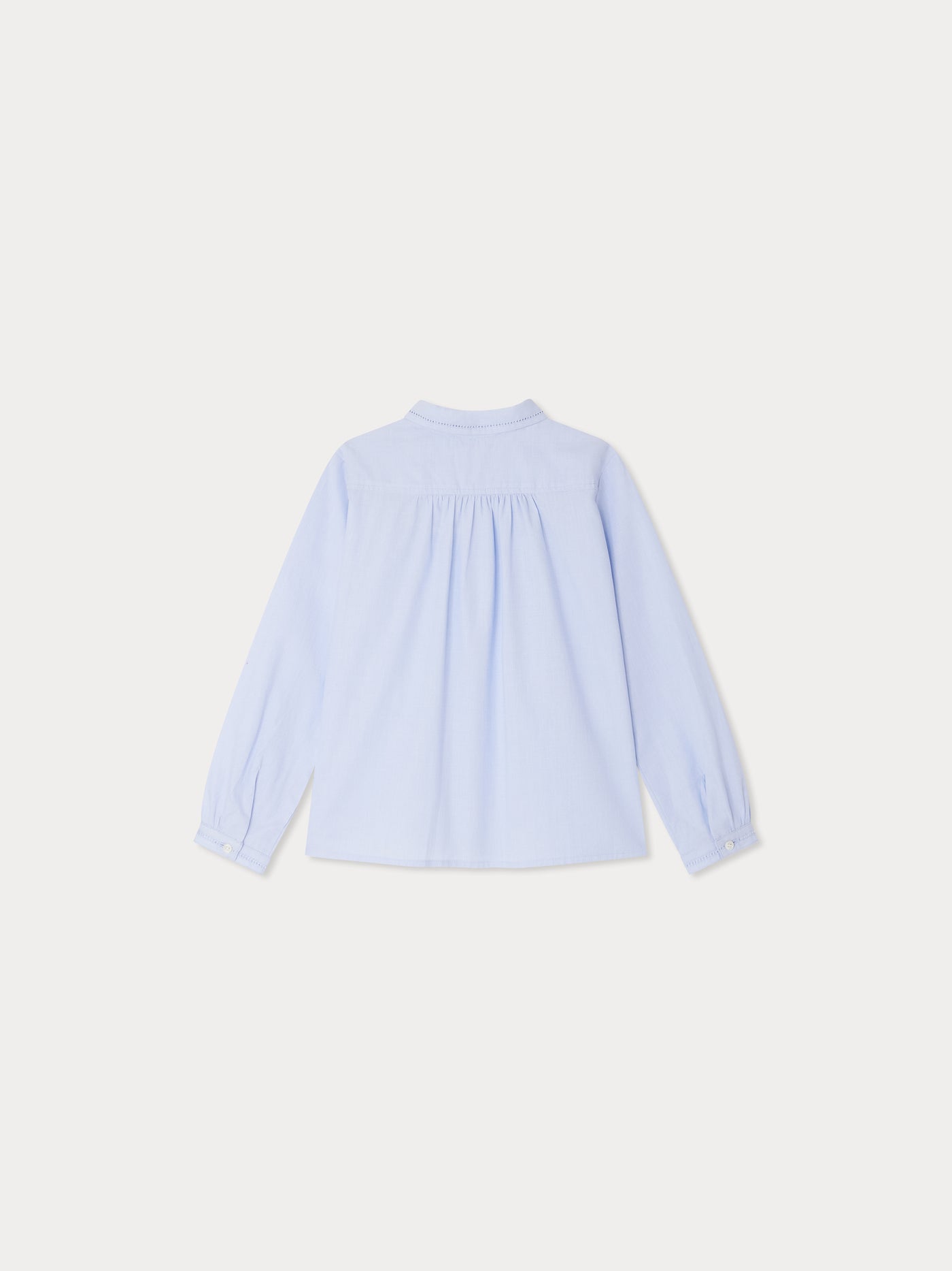 Basiline blouse with "Amour Toujours" embroidery in blue thread-on-thread