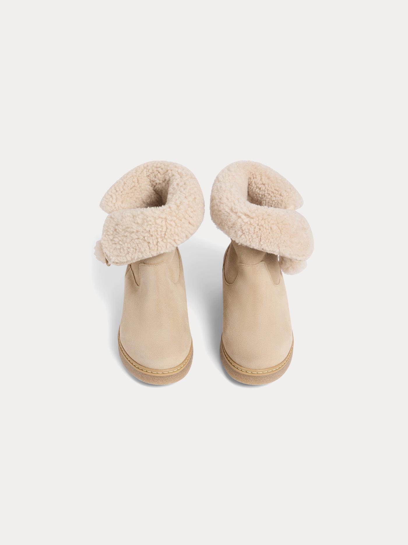 Julienne fur-lined boots with embossed Bonpoint cherry in leather