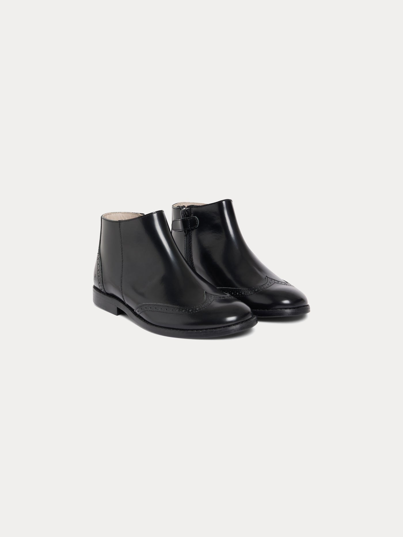 Janette zip-up leather ankle boots with flower toe