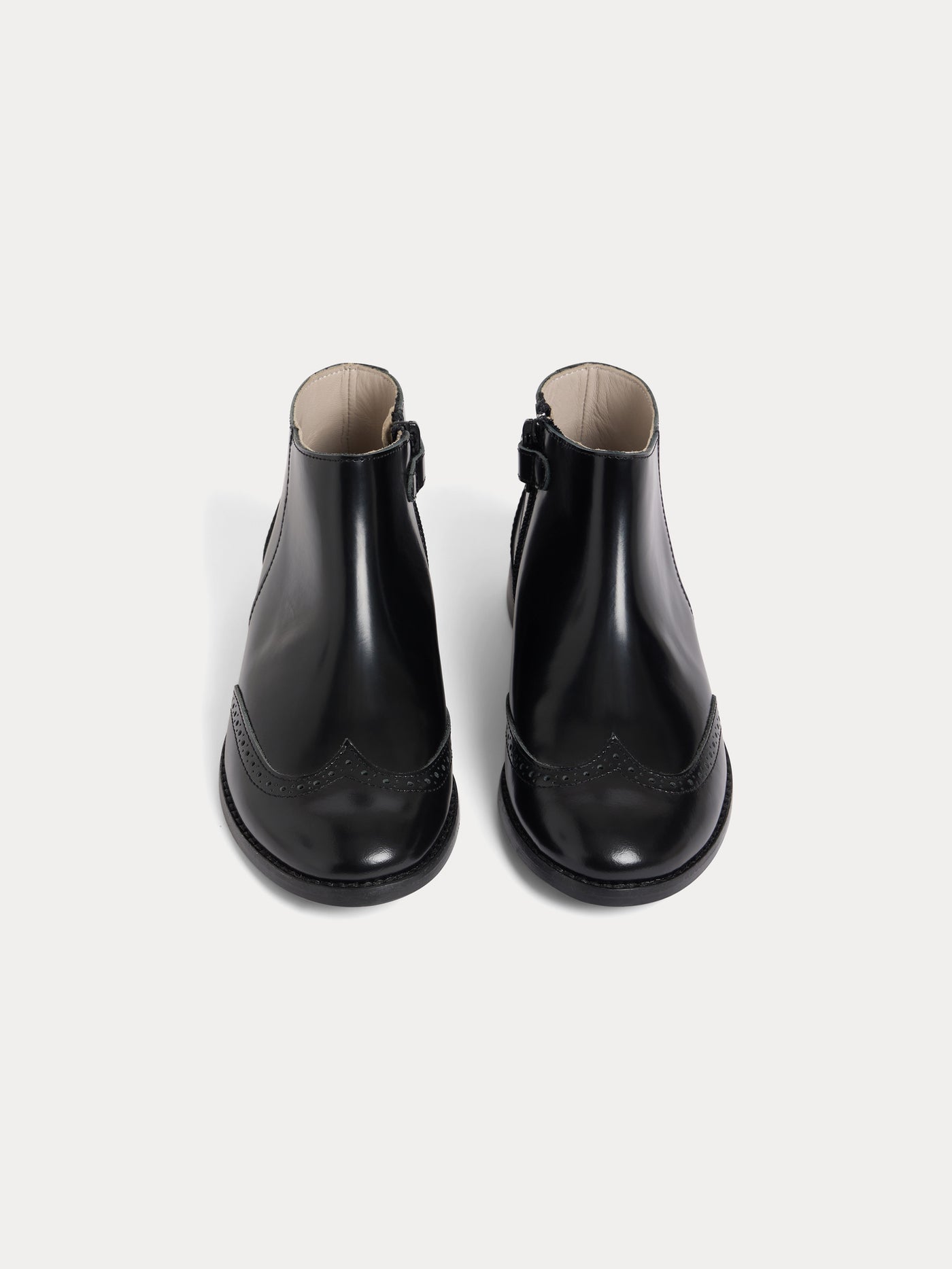 Janette zip-up leather ankle boots with flower toe