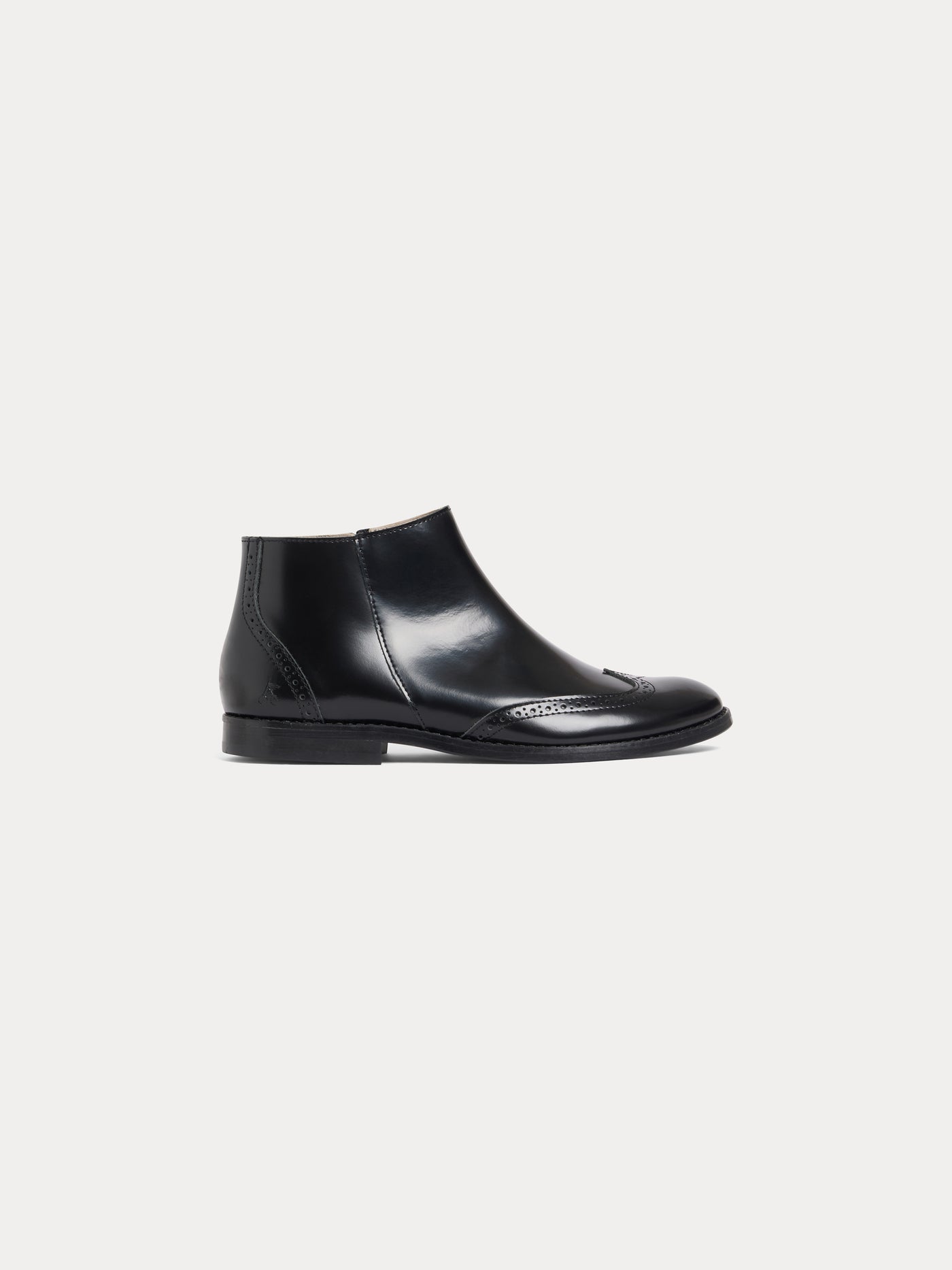 Janette zip-up leather ankle boots with flower toe