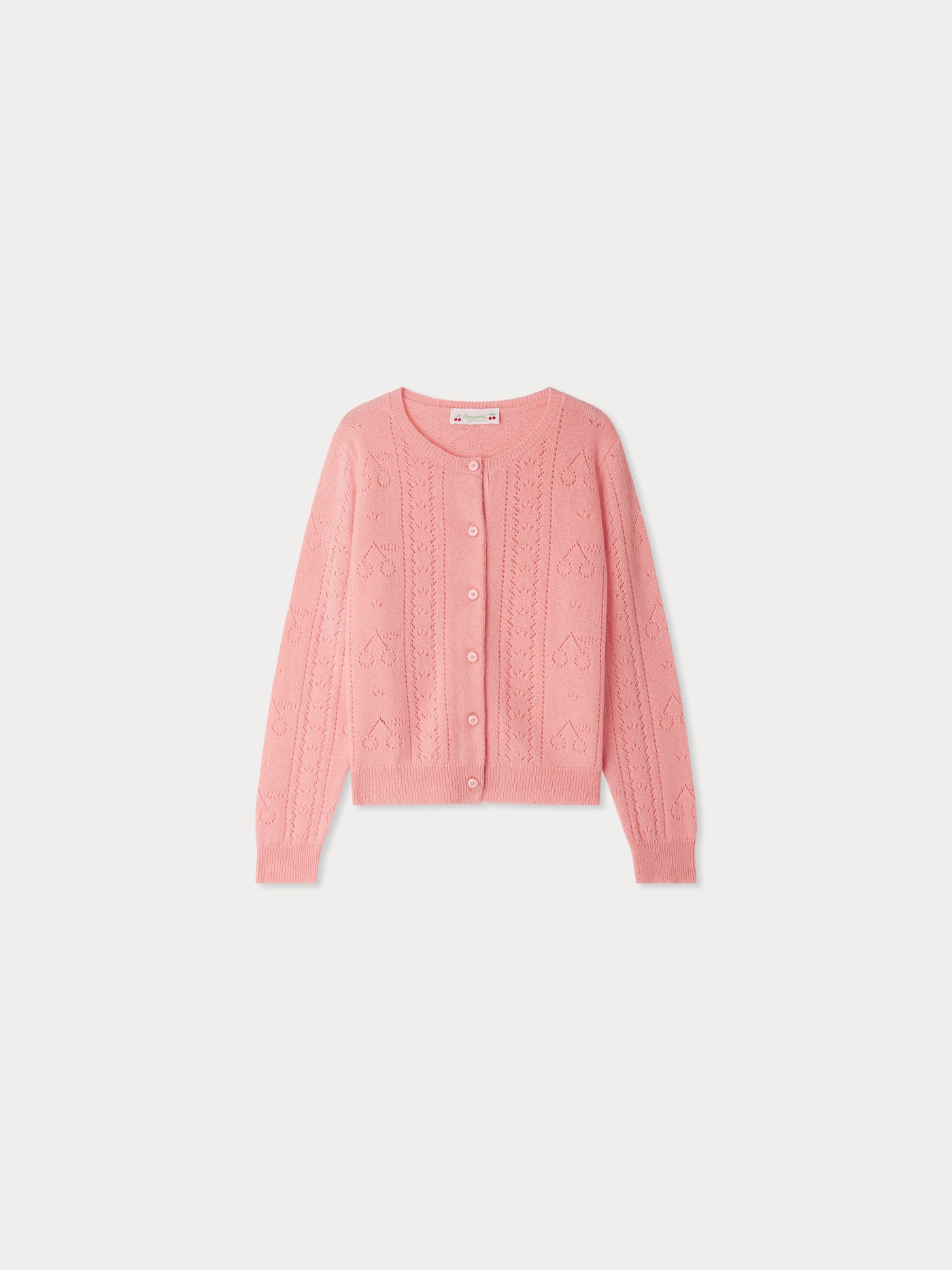 Josiane cardigan with fancy stitch in pink cashmere