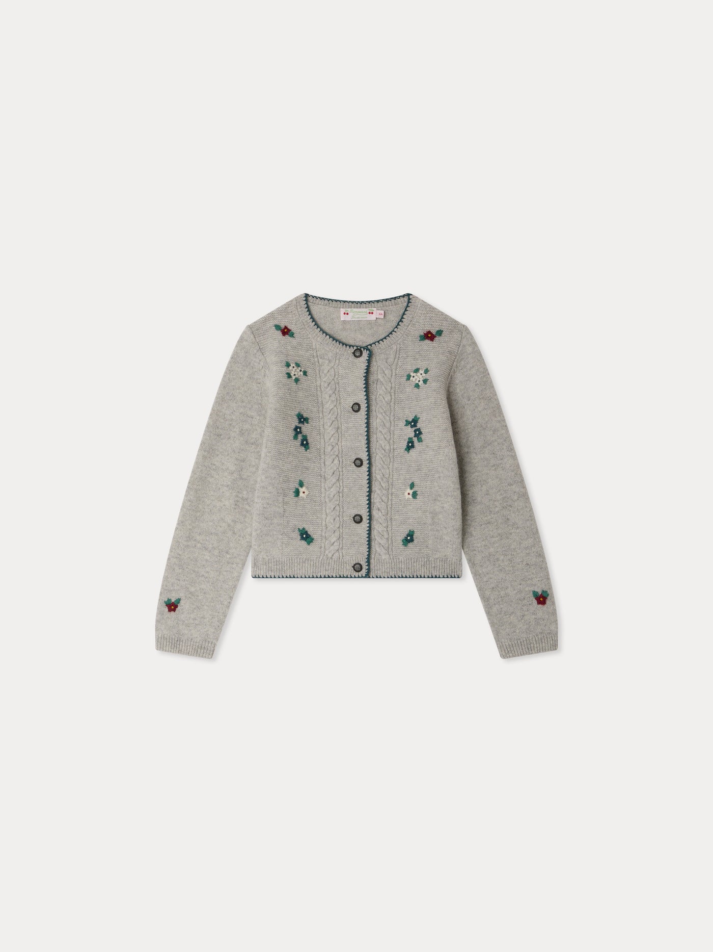 Jamina cardigan with hand-embroidered flowers in wool