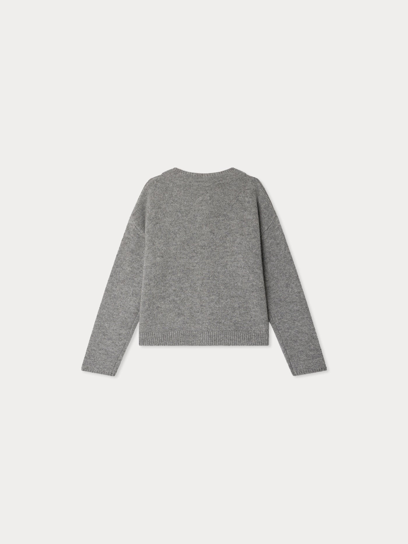 Judicael hand-embroidered cherry cardigan in gray cashmere