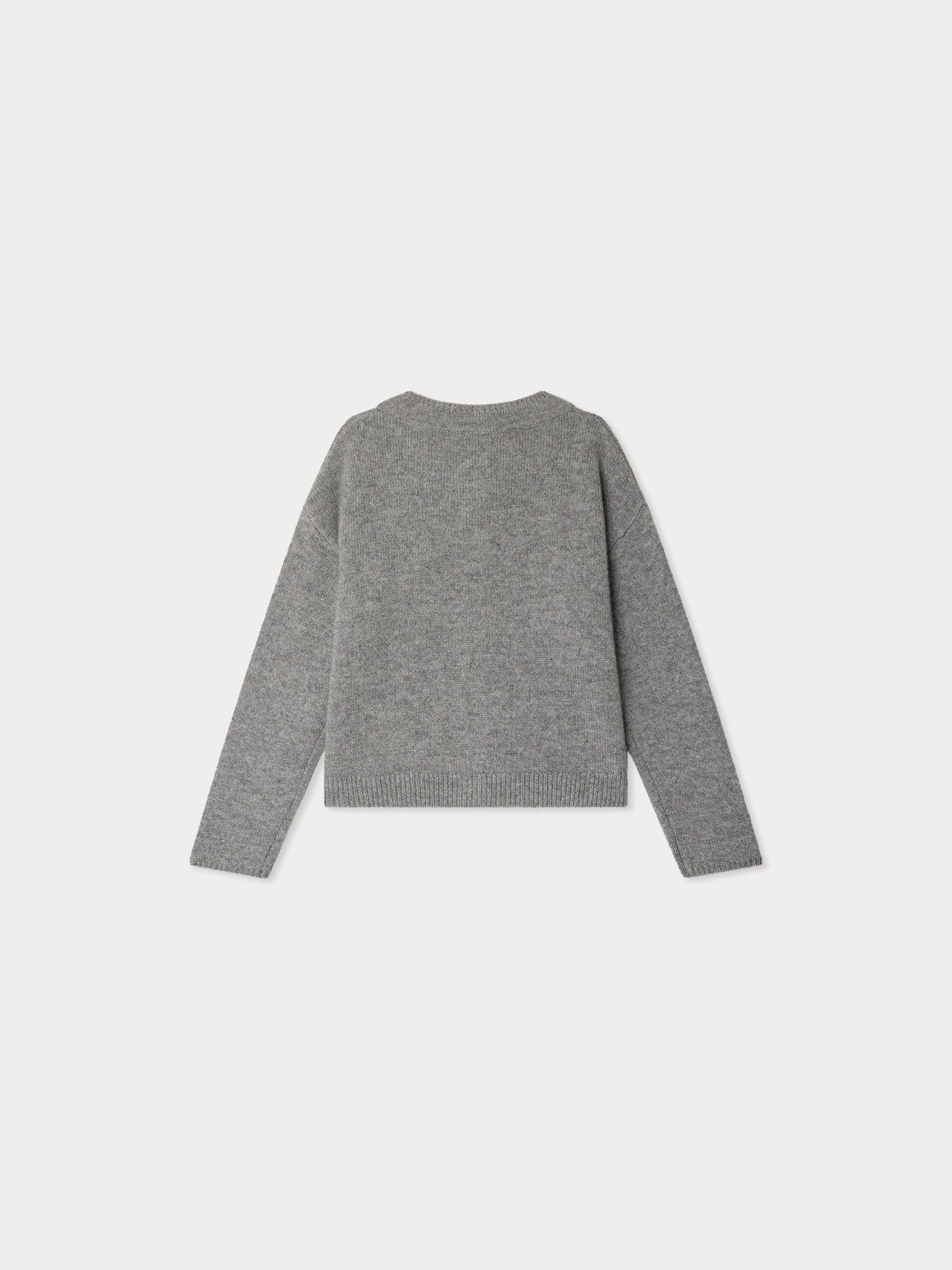 Judicael hand-embroidered cherry cardigan in gray cashmere