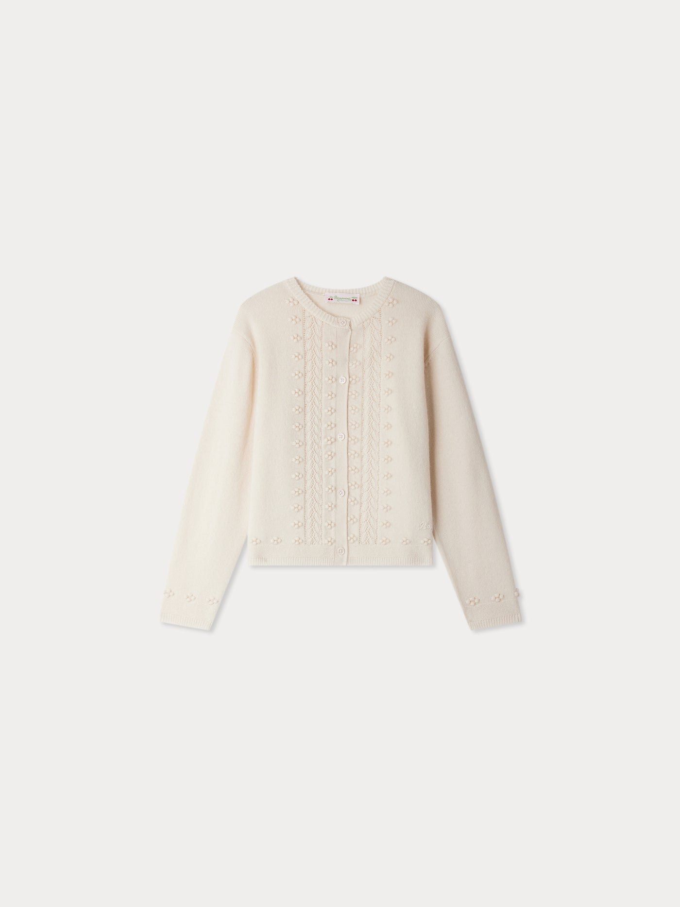 Juka cardigan with fancy stitch in wool and cashmere