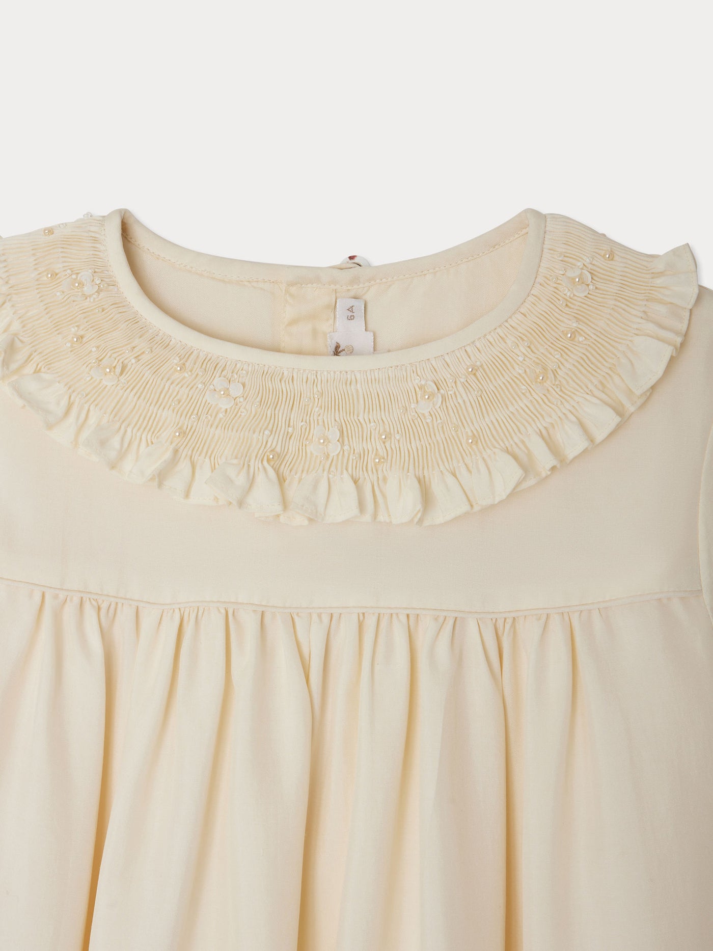 Janine dress with smoky and embroidered silk collar