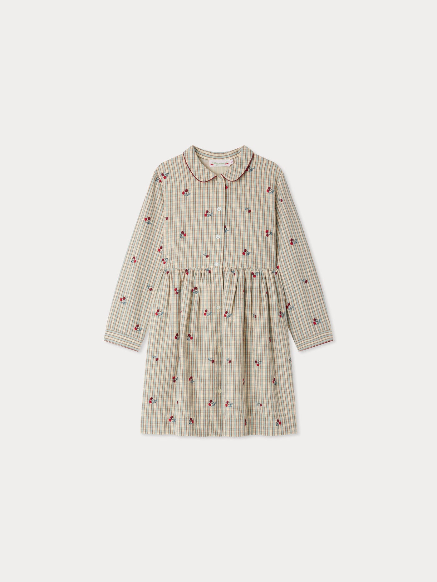Janessa dress in organic cotton with cherry embroidery