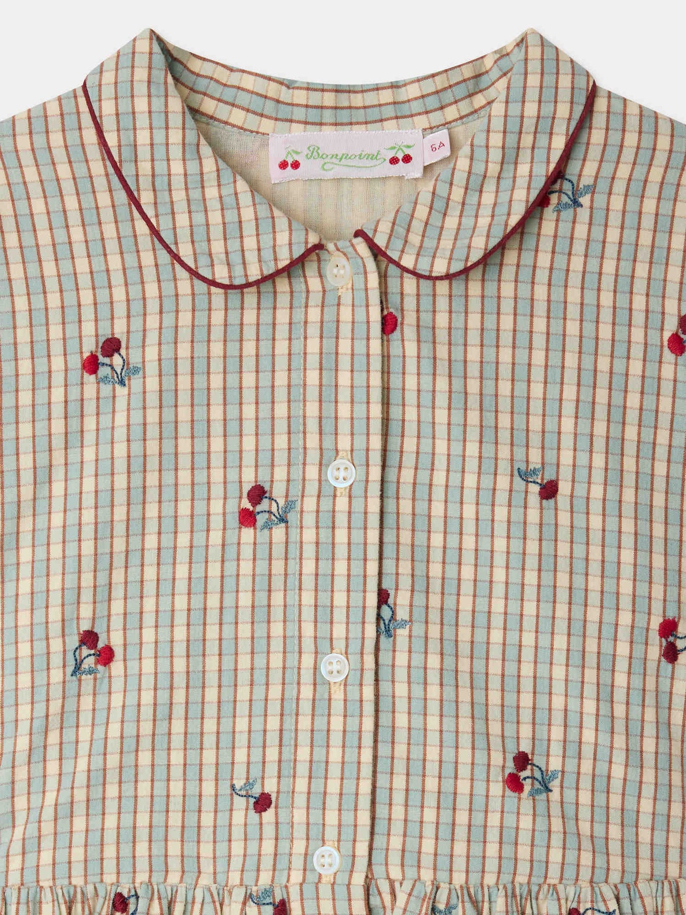 Janessa dress in organic cotton with cherry embroidery