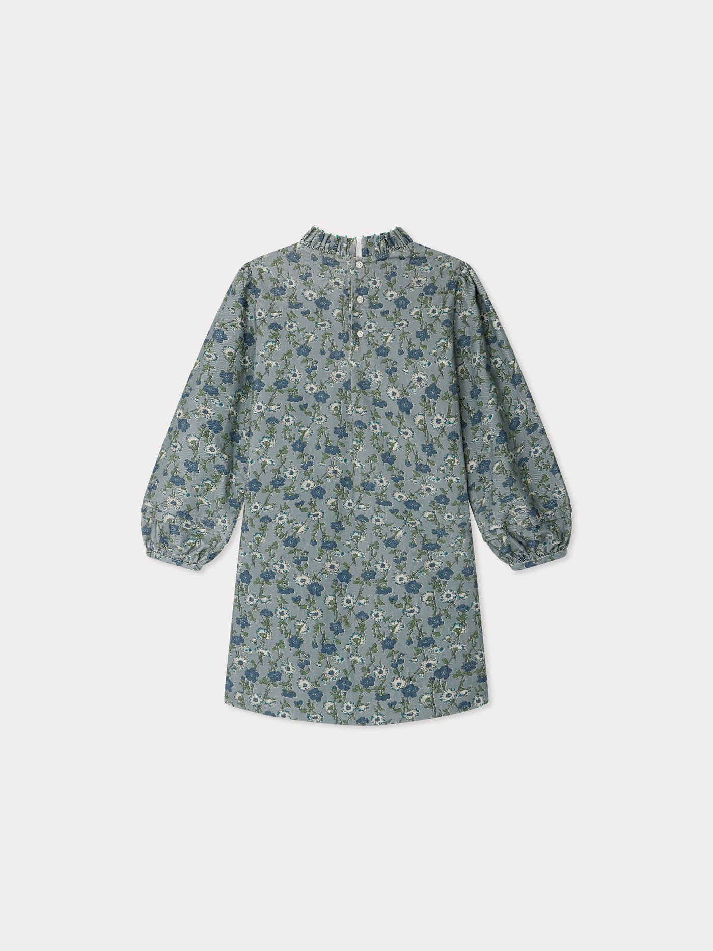 Topaz dress with embroidered collar and pleated Liberty velvet fabric