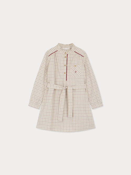 Jilton dress with contrasting croquets and cherry embroidery