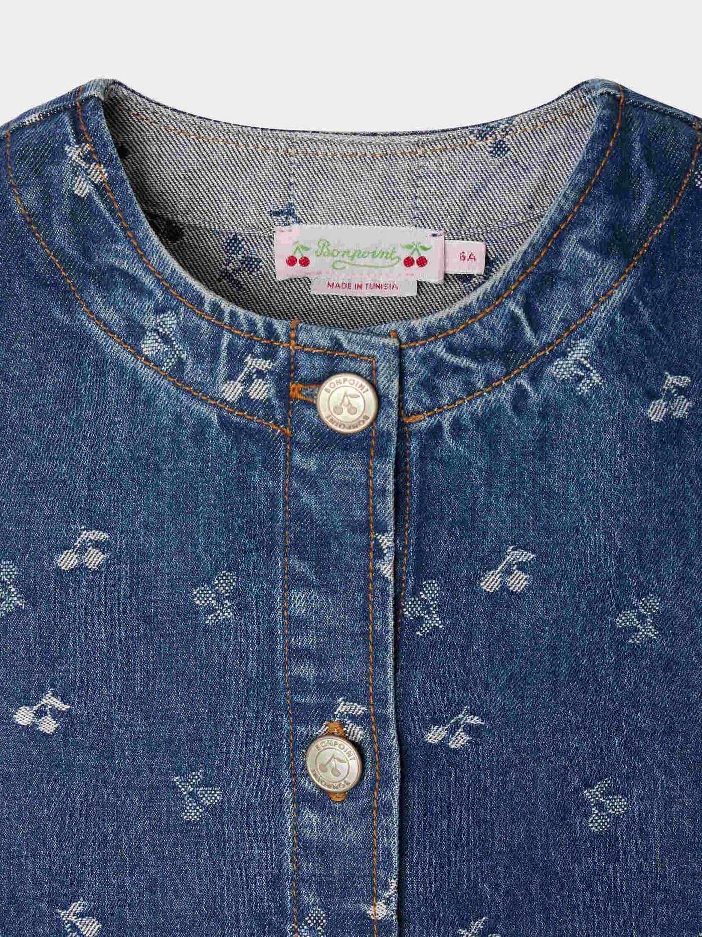 Jette dress in cherry jacquard denim