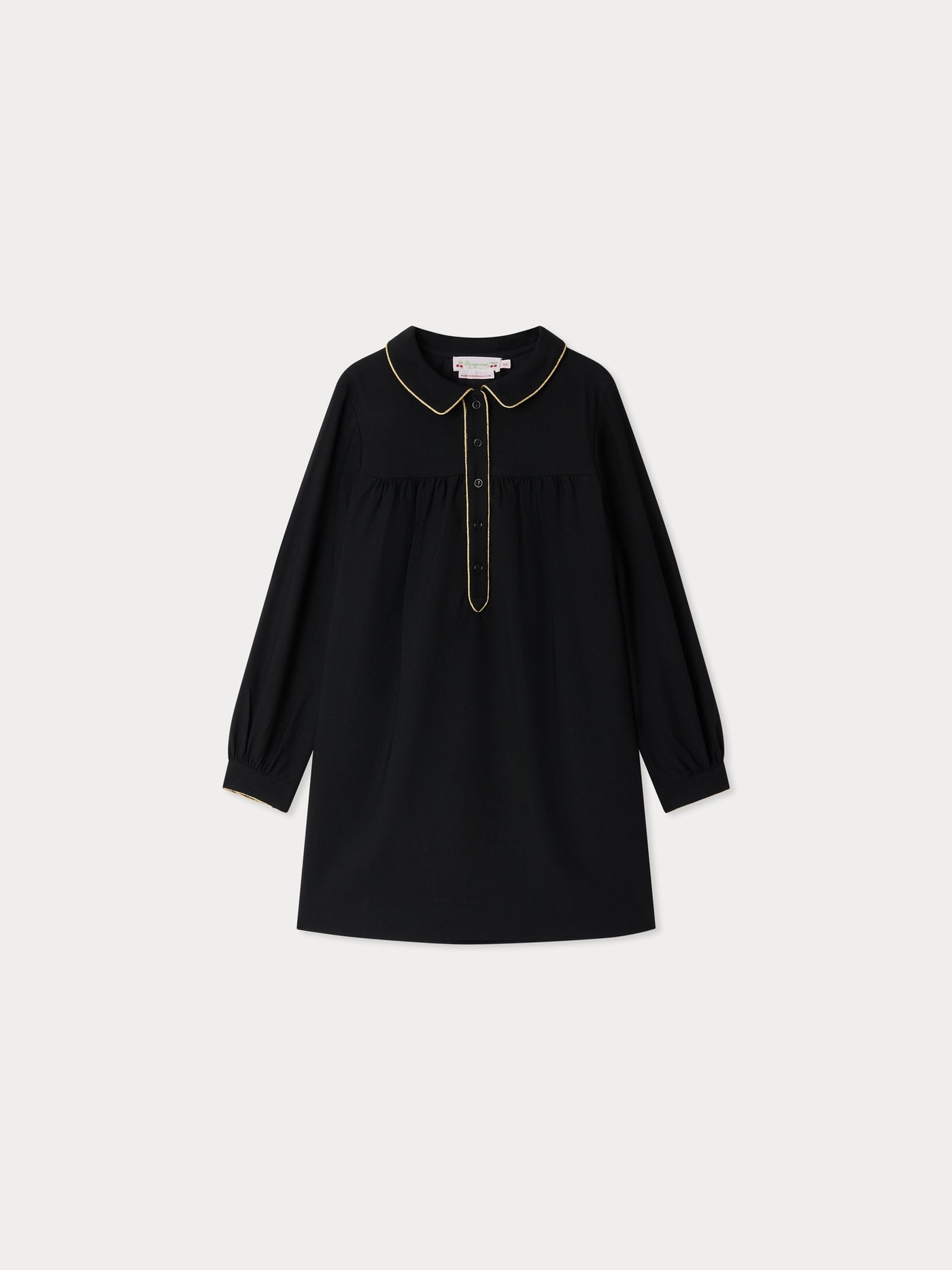 Dorothée dress with gold piped collar