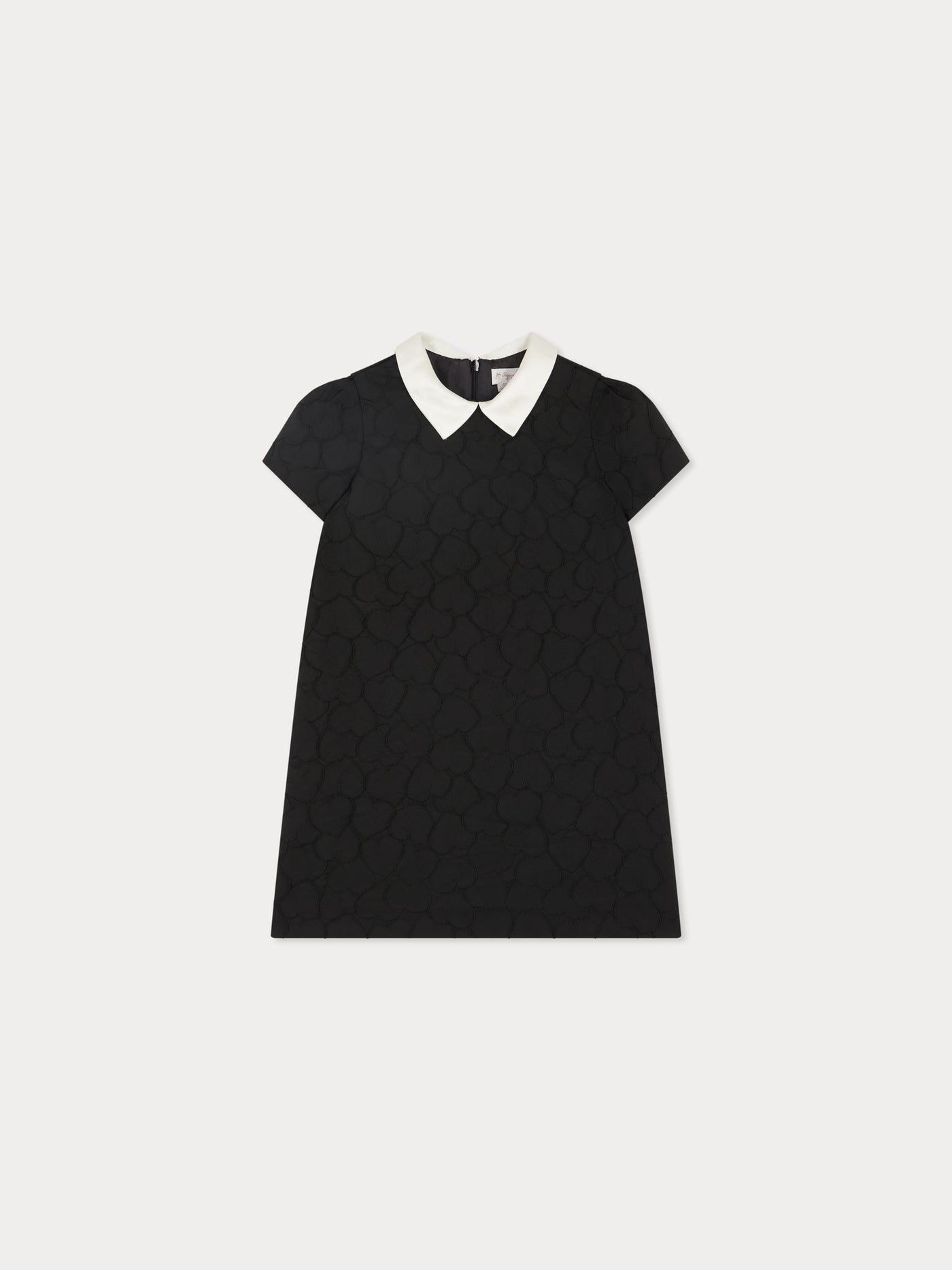 Jadey dress in heart-pattern jacquard with contrasting satin collar
