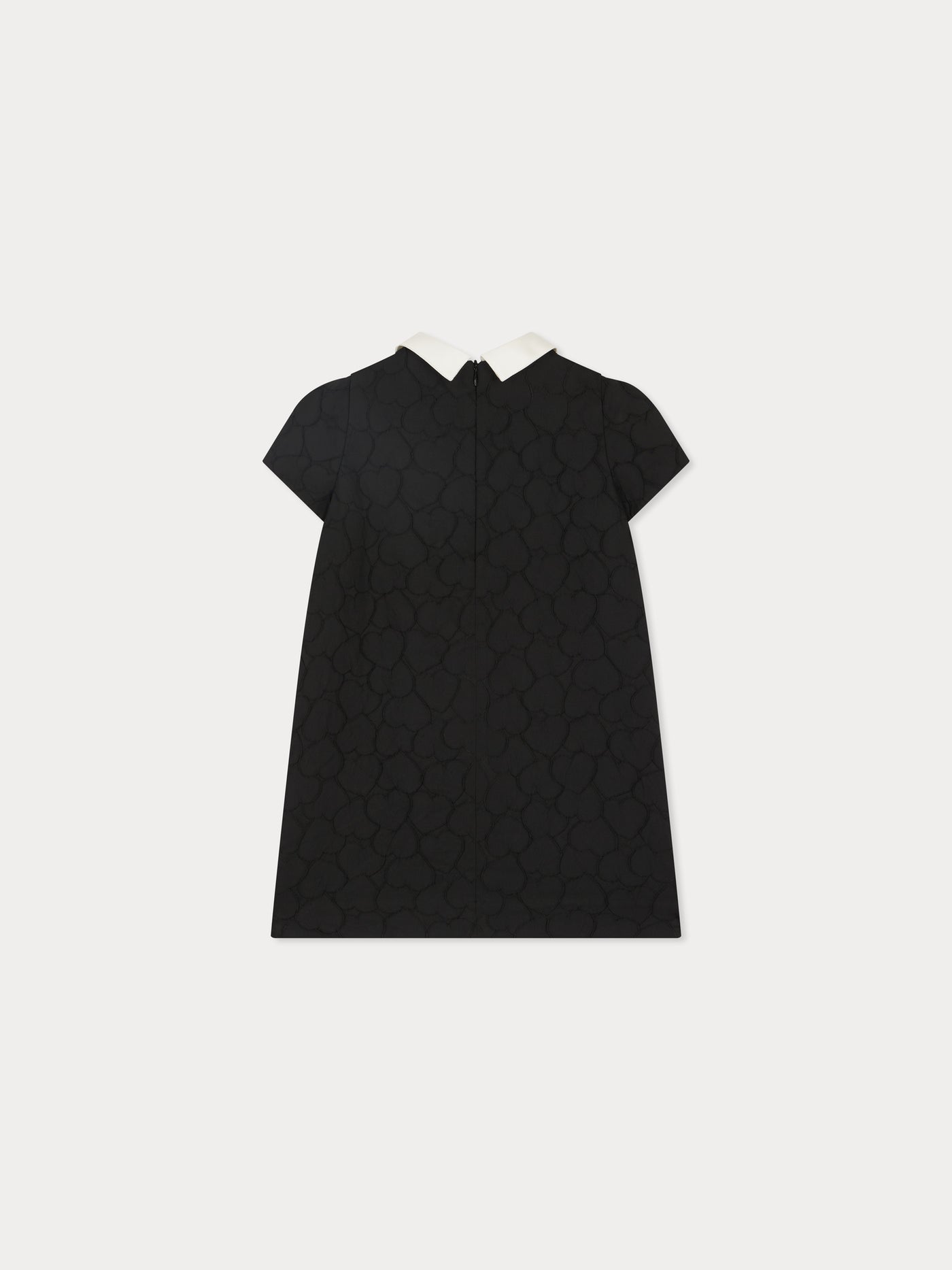 Jadey dress in heart-pattern jacquard with contrasting satin collar