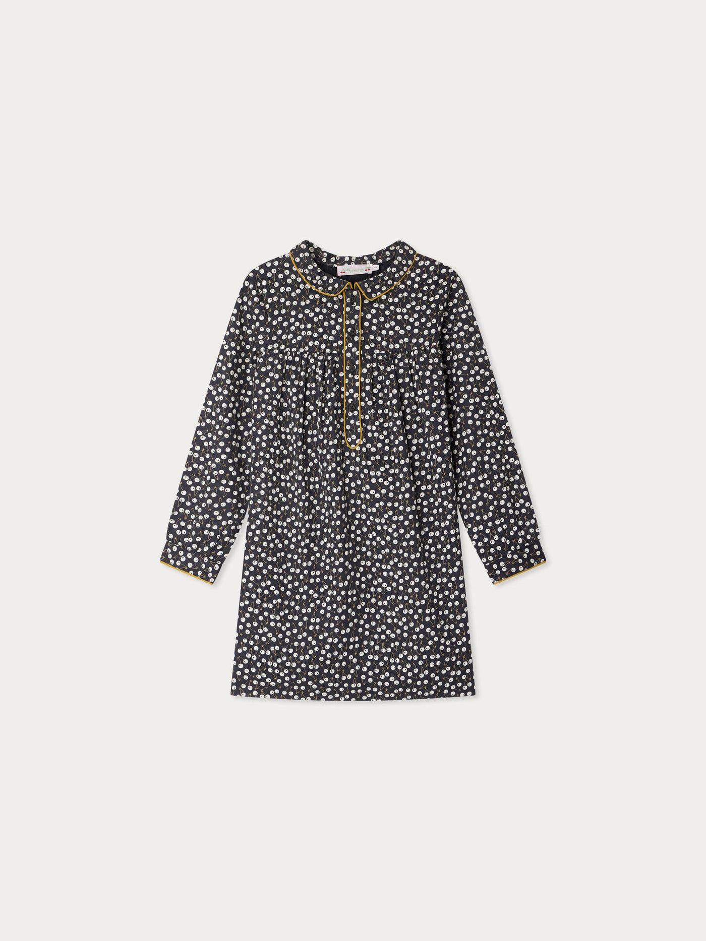 Dorothée dress with cherry print in organic cotton twill