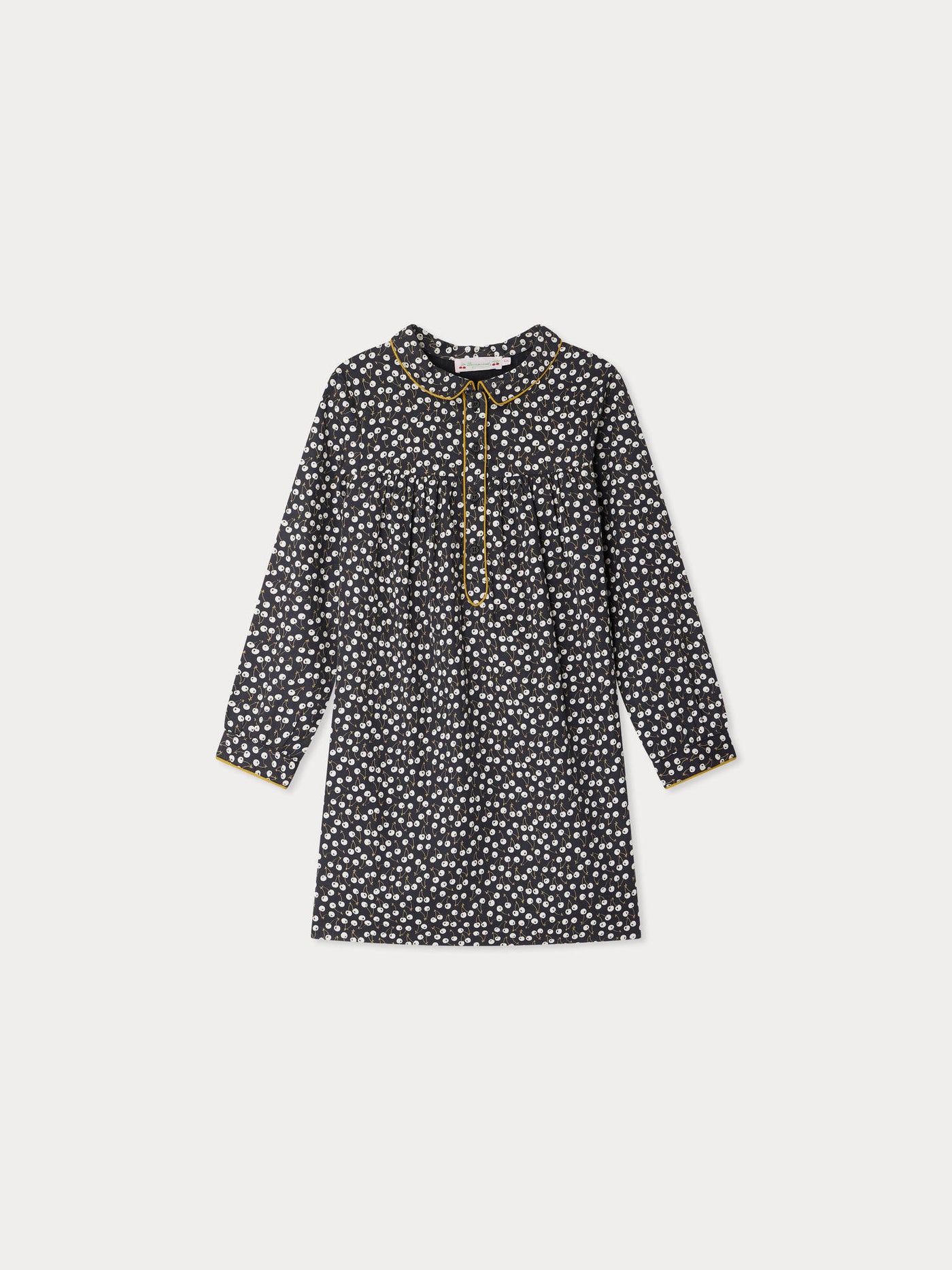 Dorothée dress with cherry print in organic cotton twill