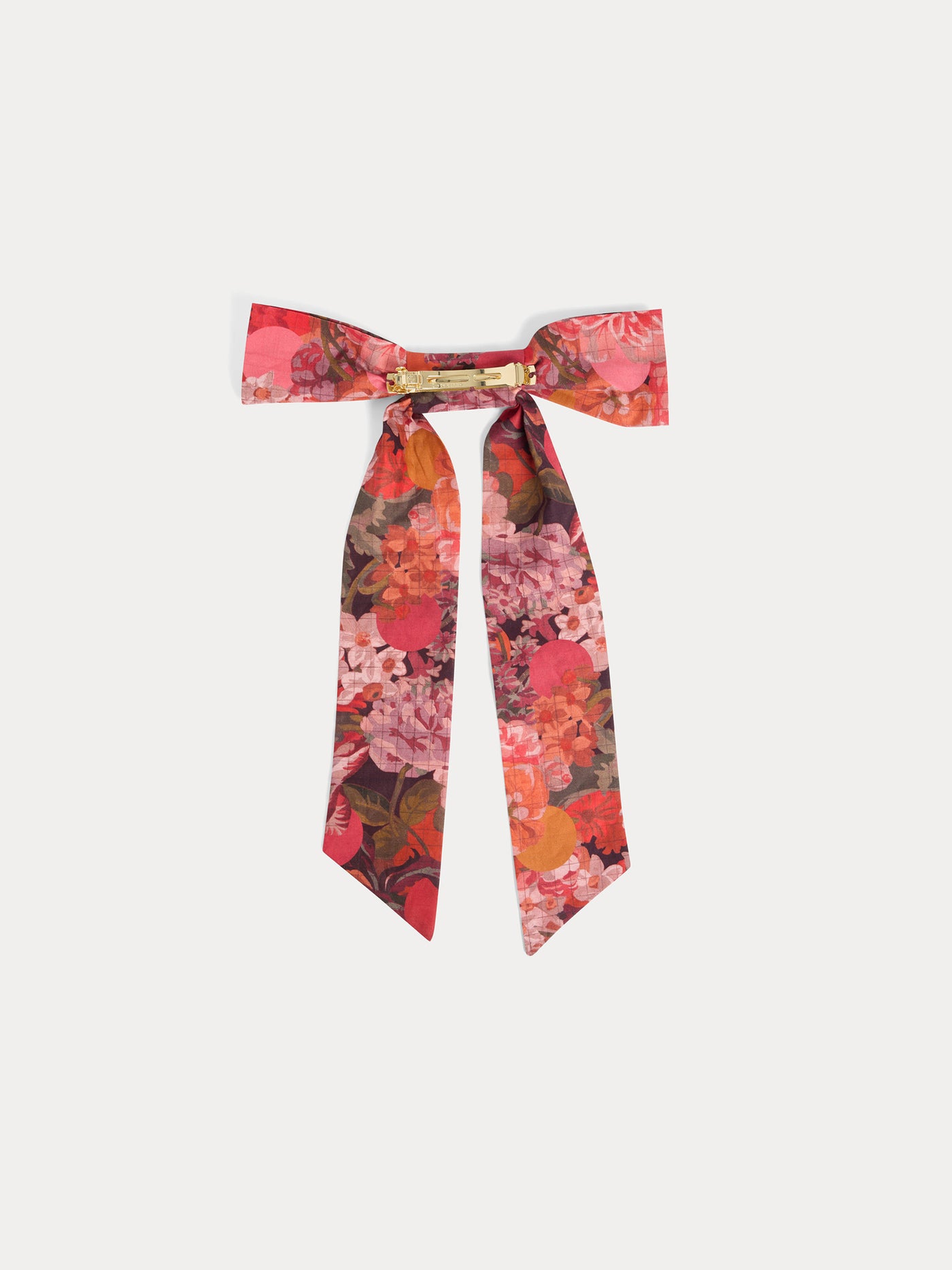 Domina barrette in Liberty fabric in raspberry organic cotton