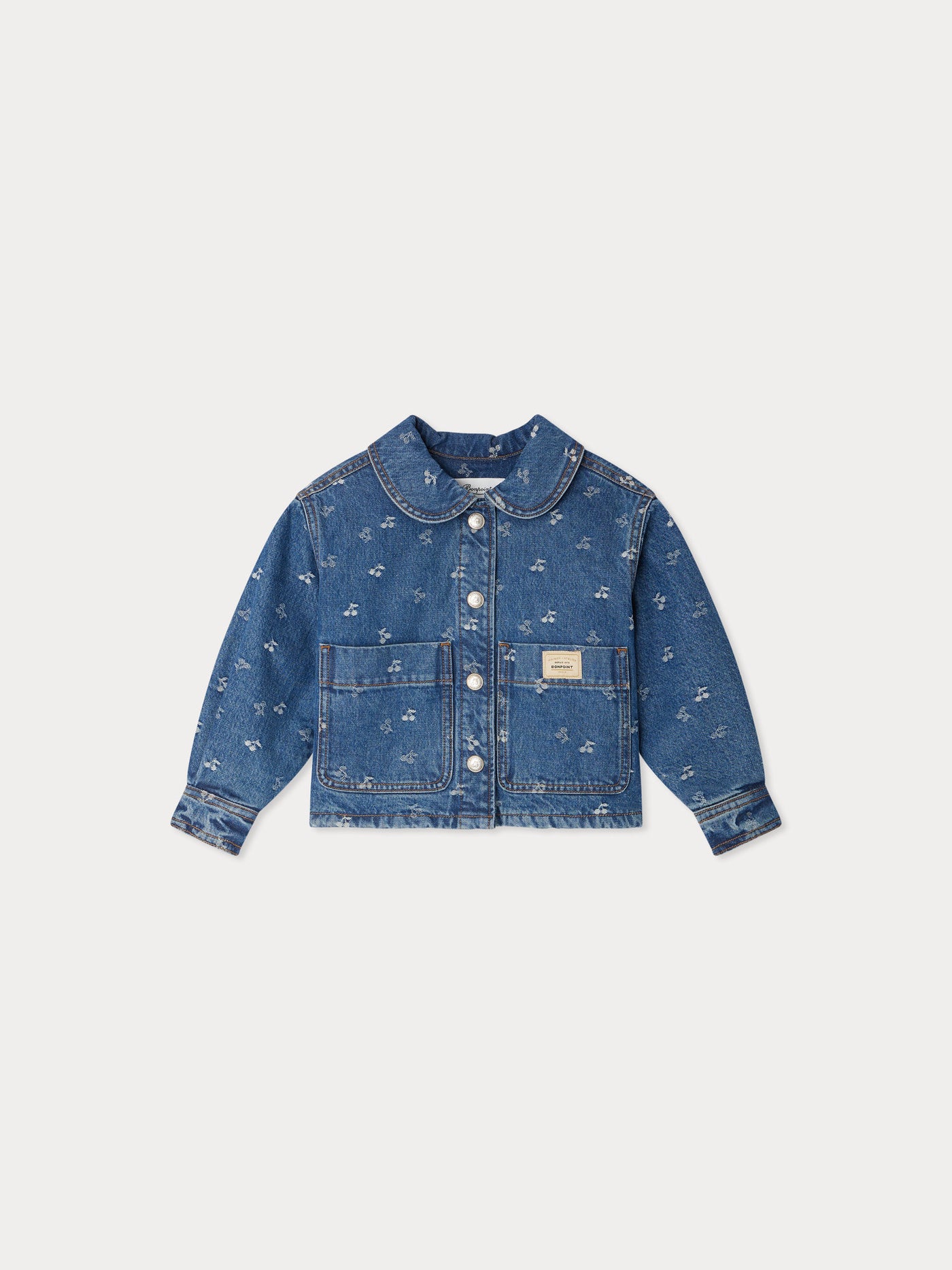 Jalia quilted jacket in cherry jacquard denim