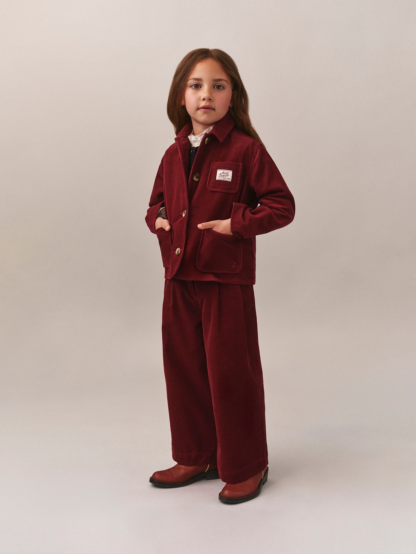 Edith jacket with embroidered cherry in corduroy