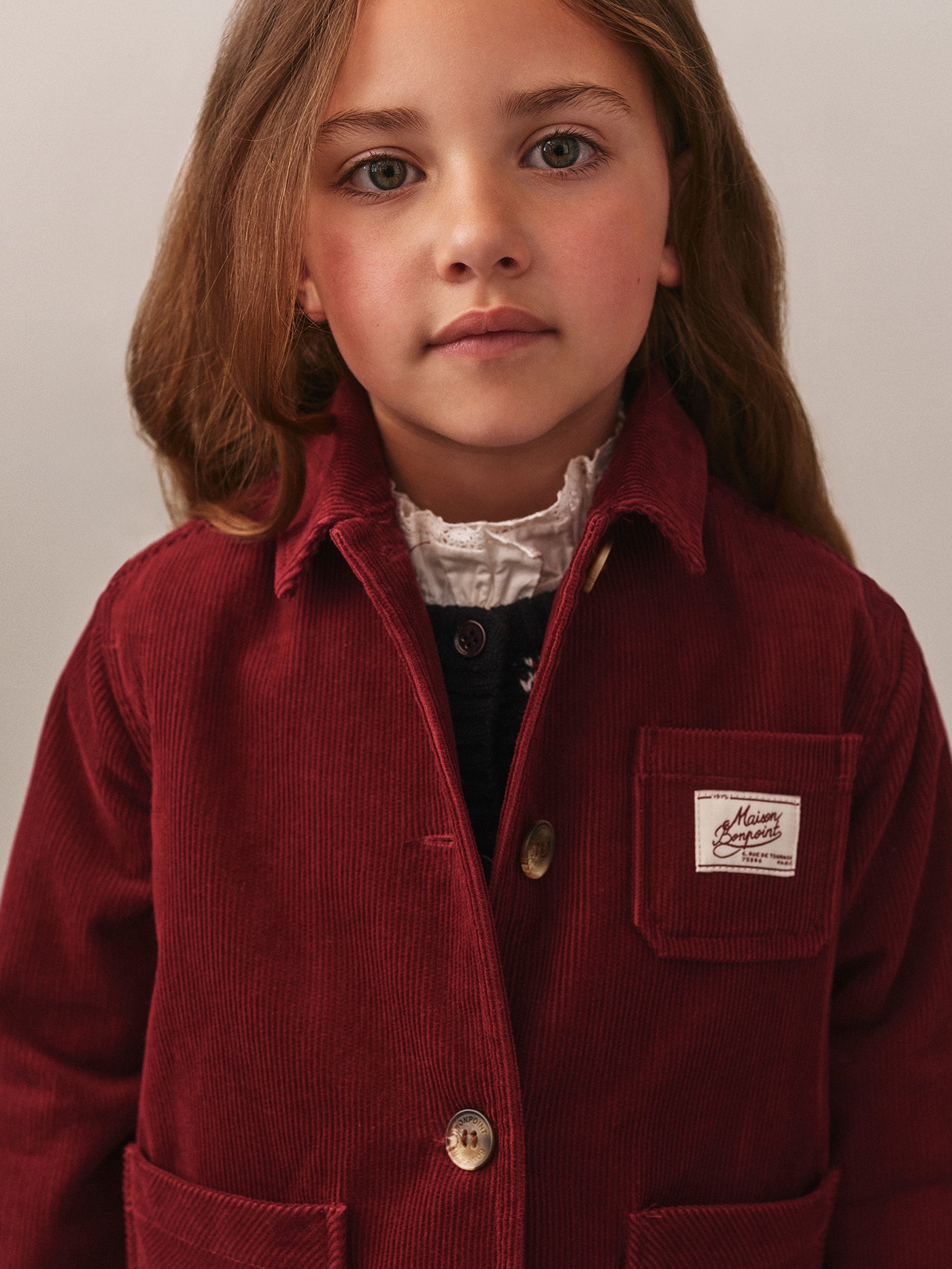 Edith jacket with embroidered cherry in corduroy