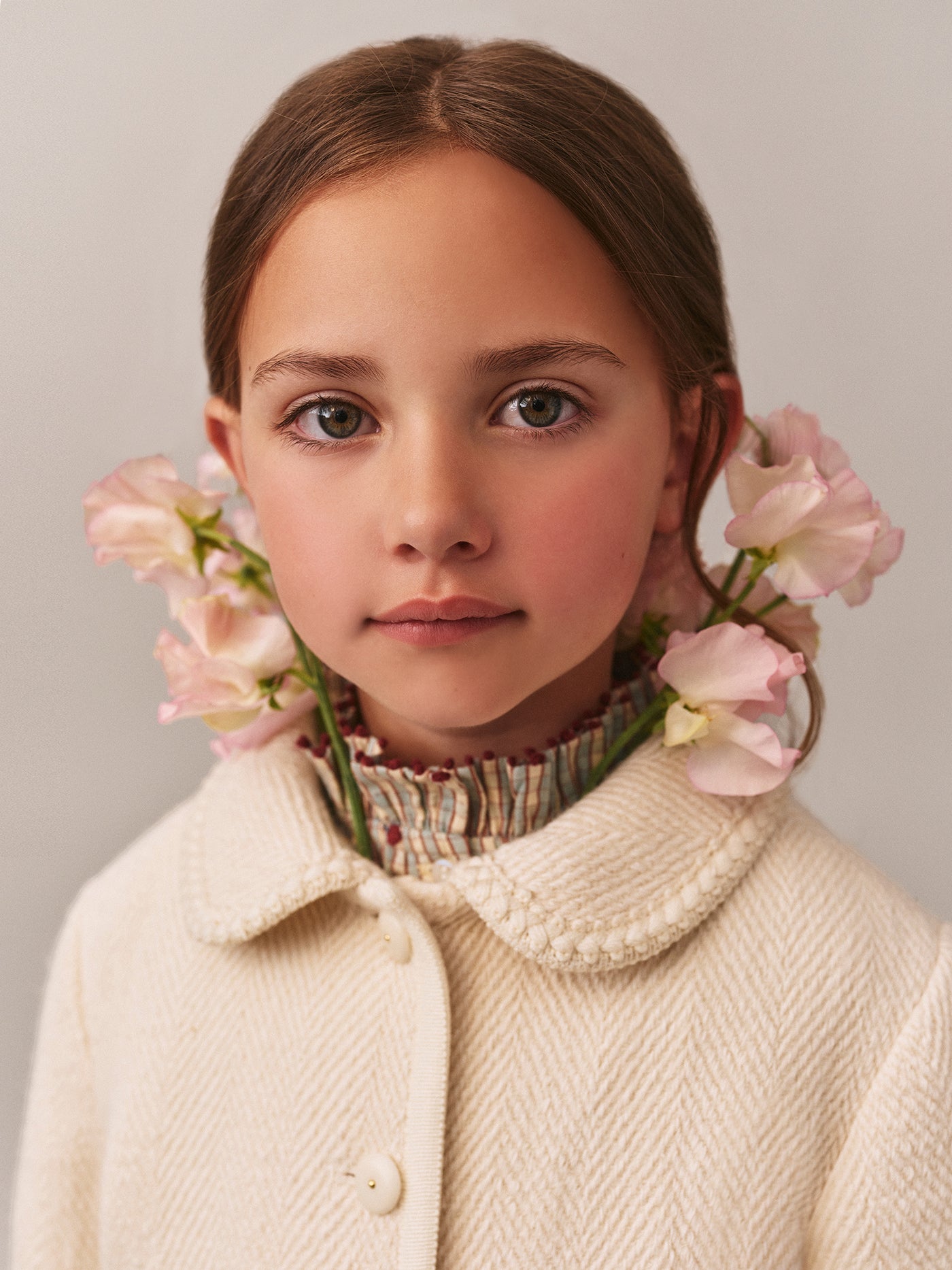 Janica jacket in cotton wool with herringbone pattern