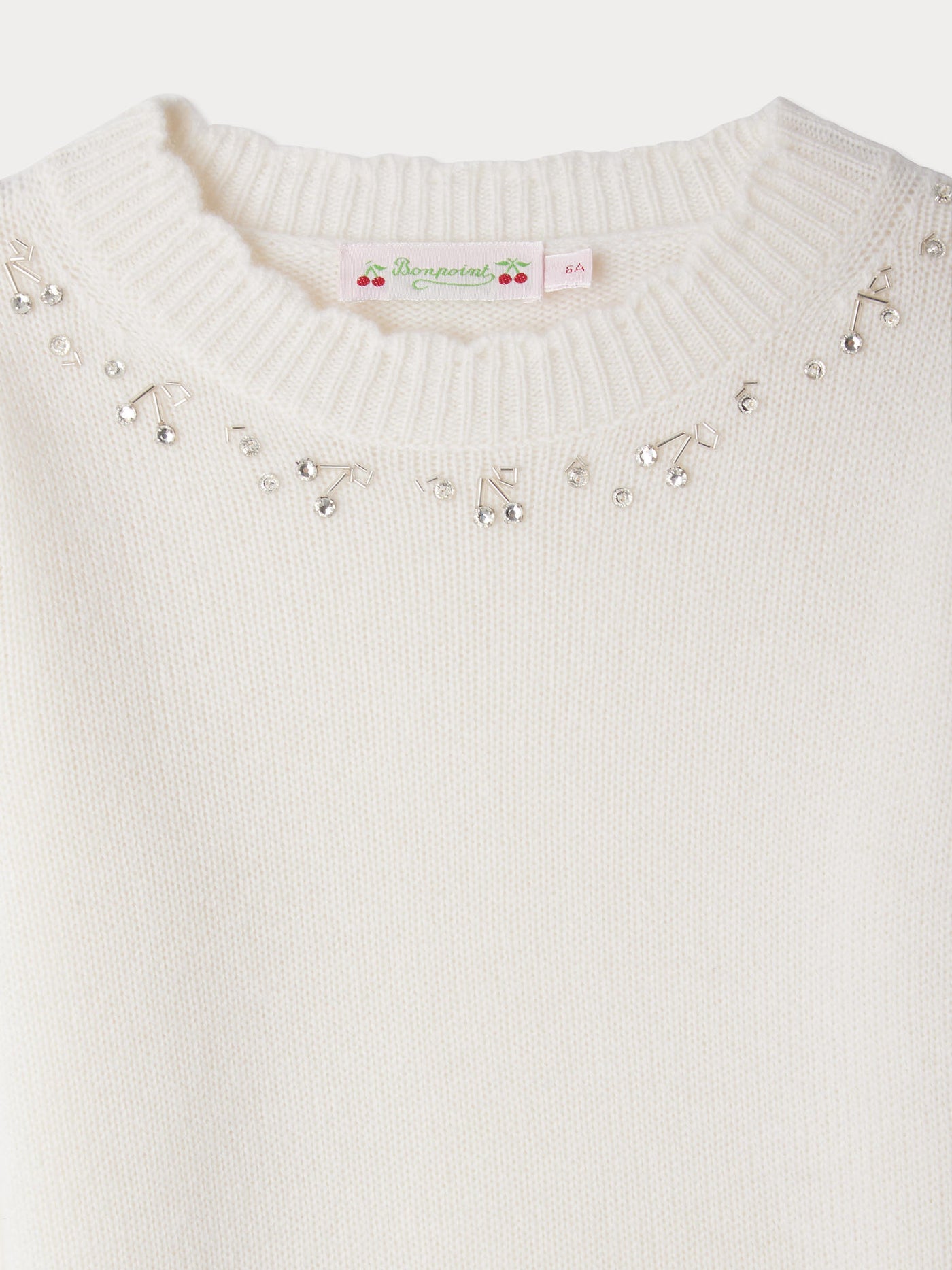 Justinio hand-embroidered cotton sweater with rhinestones and beads