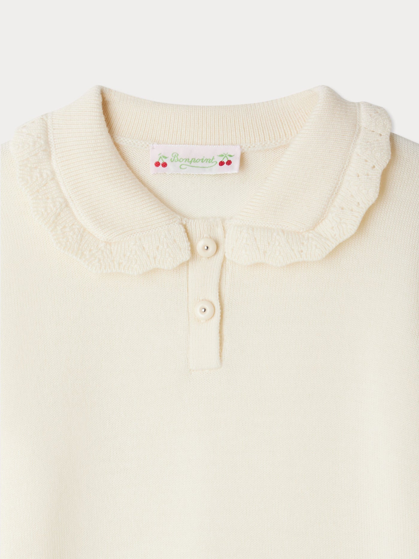 Brynja sweater with cherry embroidered collar in wool