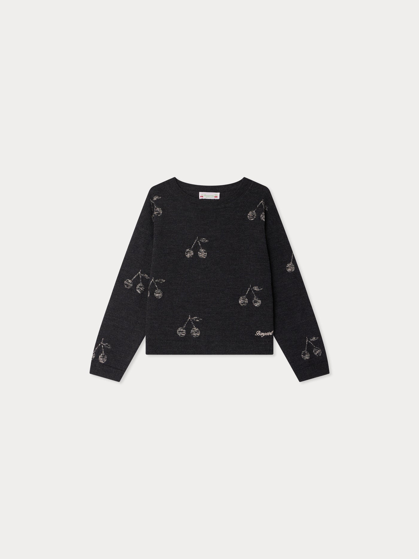 Jabaro cherry jacquard sweater with copper wool thread