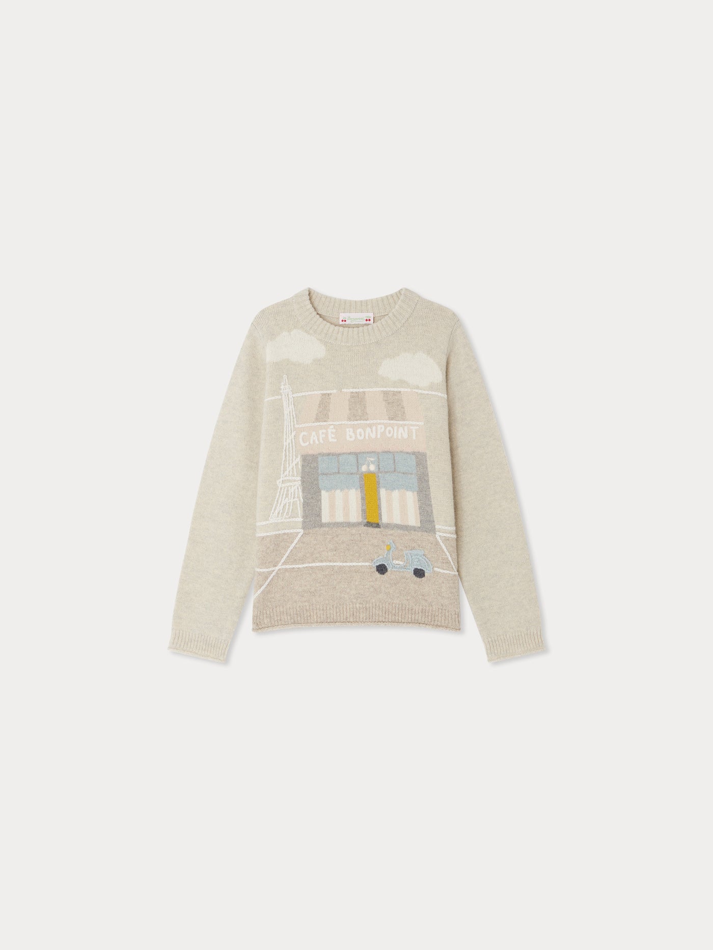 Jodora sweater in jacquard and hand embroidery Café Bonpoint