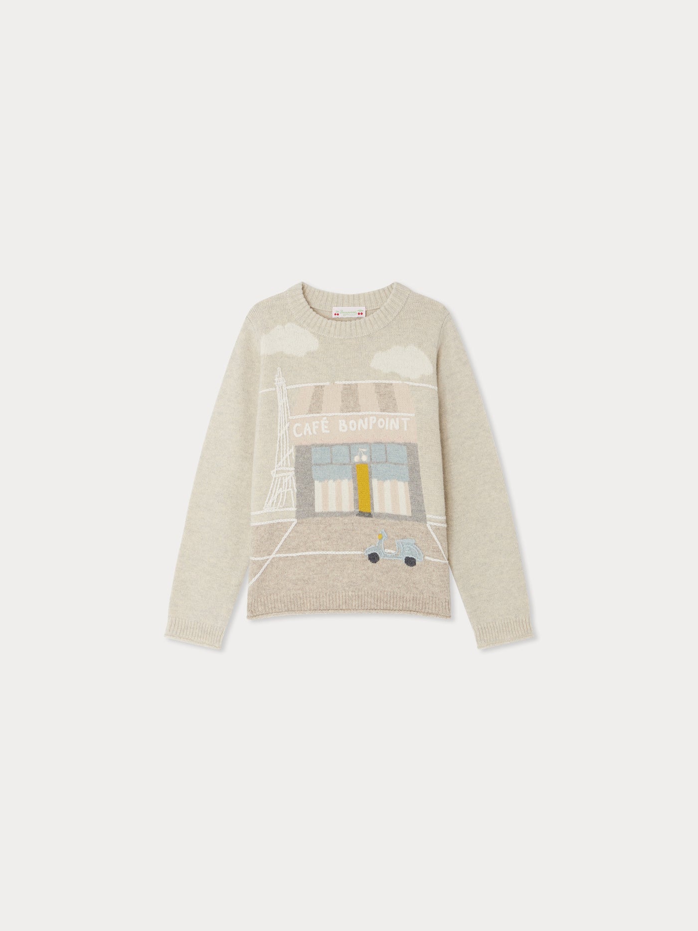 Jodora sweater in jacquard and hand embroidery Café Bonpoint