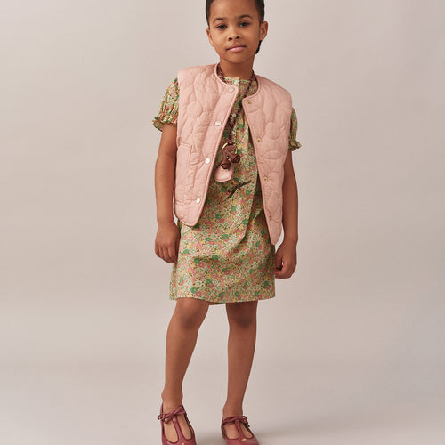 Jilian quilted cherry sleeveless down jacket