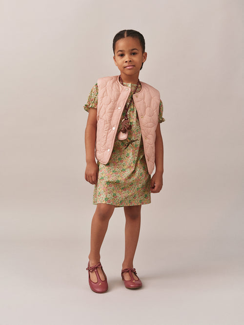 Jilian quilted cherry sleeveless down jacket