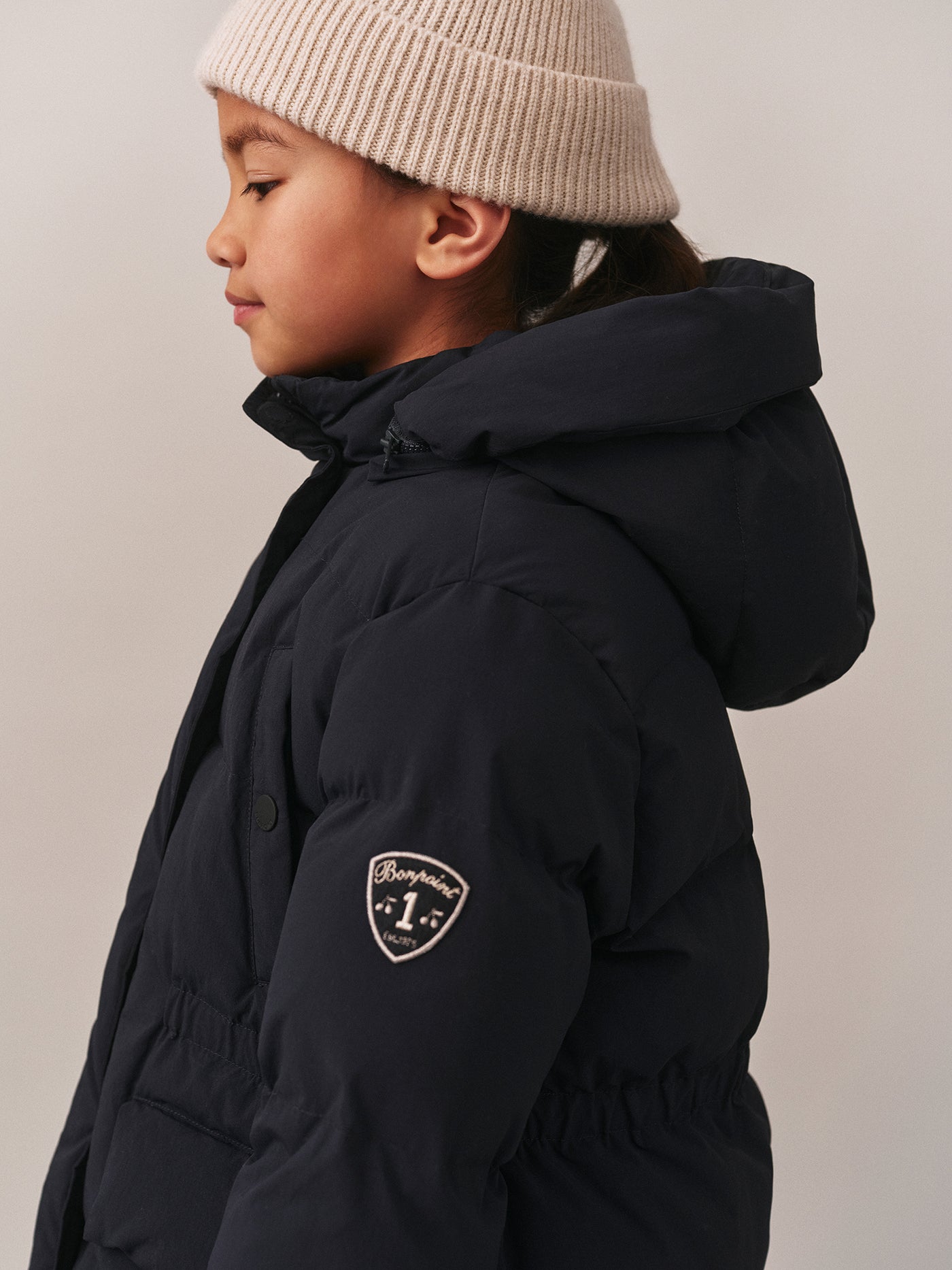 Jorgie long down jacket with removable hood