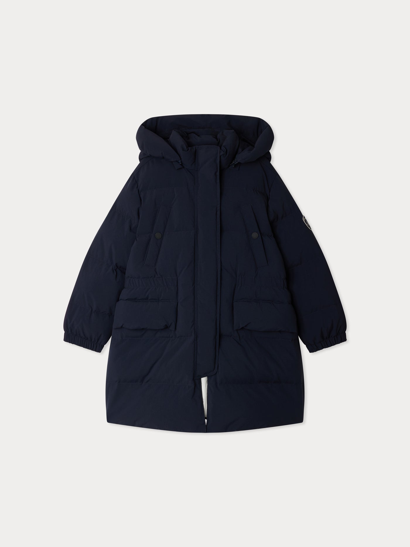 Jorgie long down jacket with removable hood
