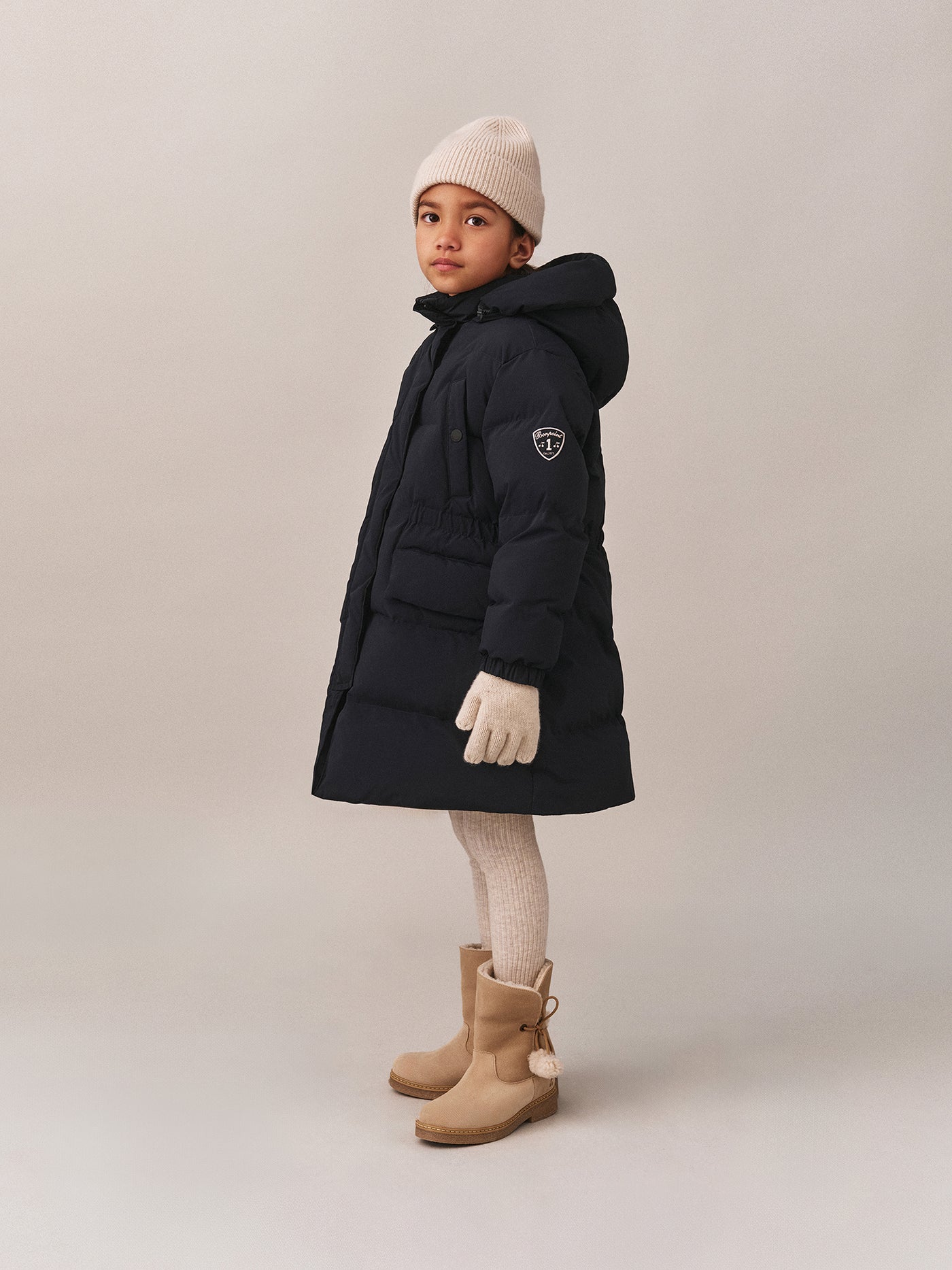 Jorgie long down jacket with removable hood